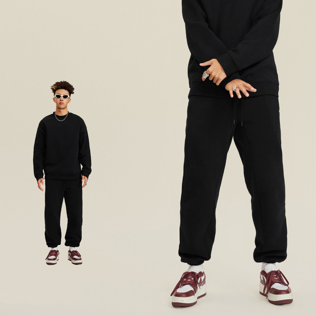 Men's Winter Relaxed Fit Fleece Warm Sweatpants Hip Hop Elastic Waist Jogger