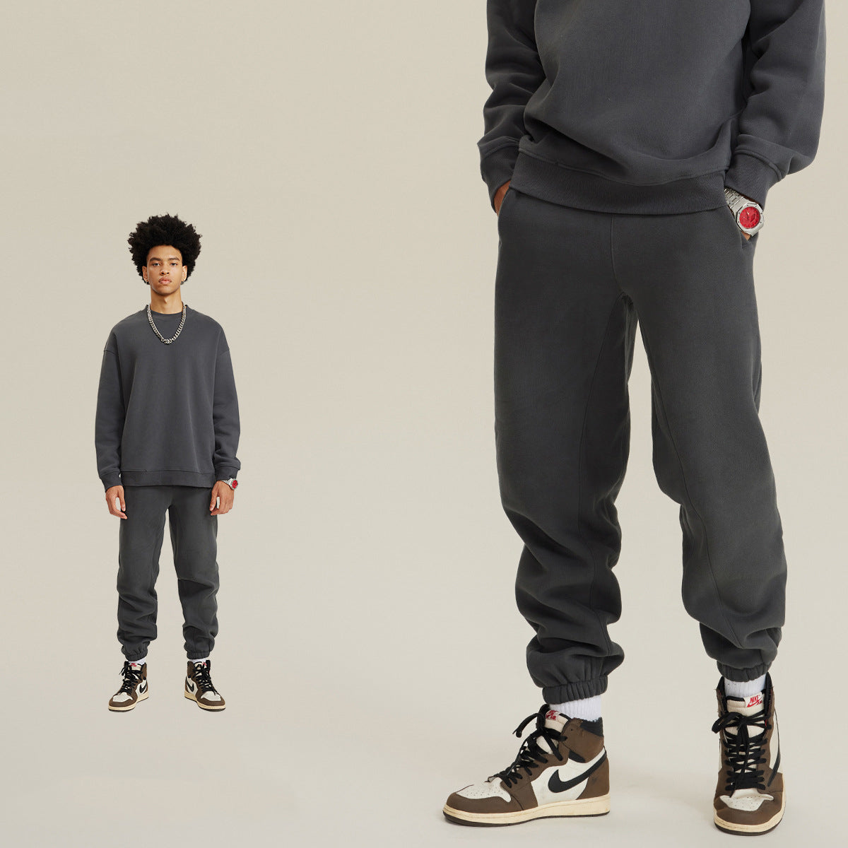 Men's Winter Relaxed Fit Fleece Warm Sweatpants Hip Hop Elastic Waist Jogger