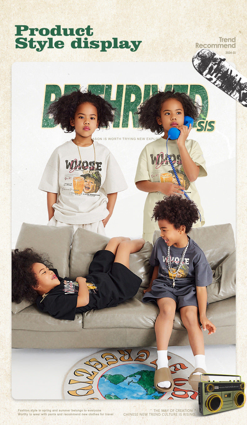 Children's Short-Sleeved Loose Cotton T-Shirts