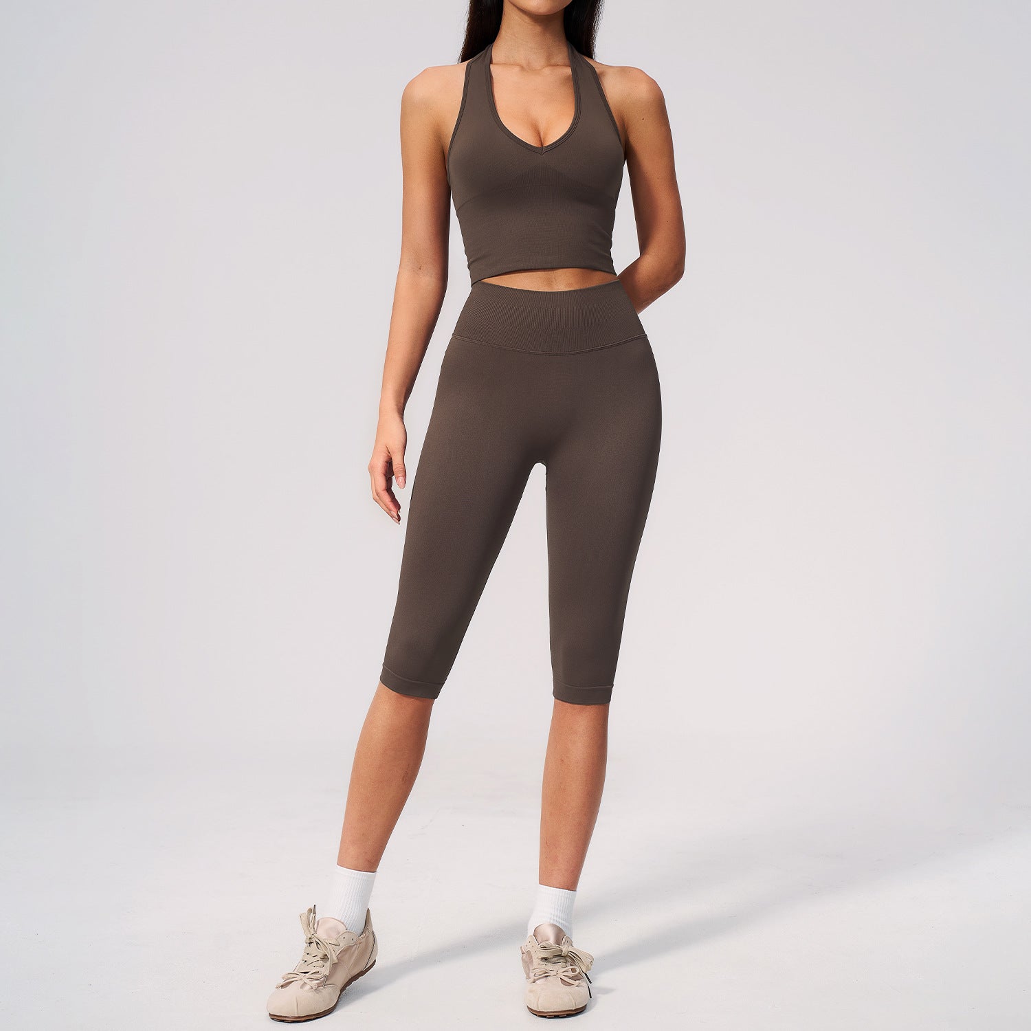 Women's New Seamless Ribbed Form-Fitting Yoga Set