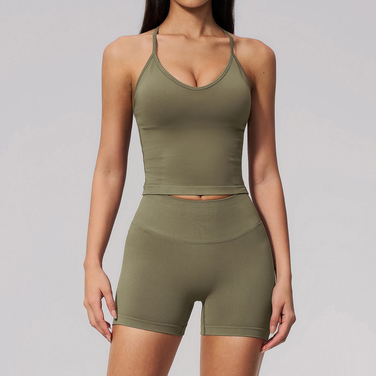 Women's Seamless Compression Workout bras with shorts Set