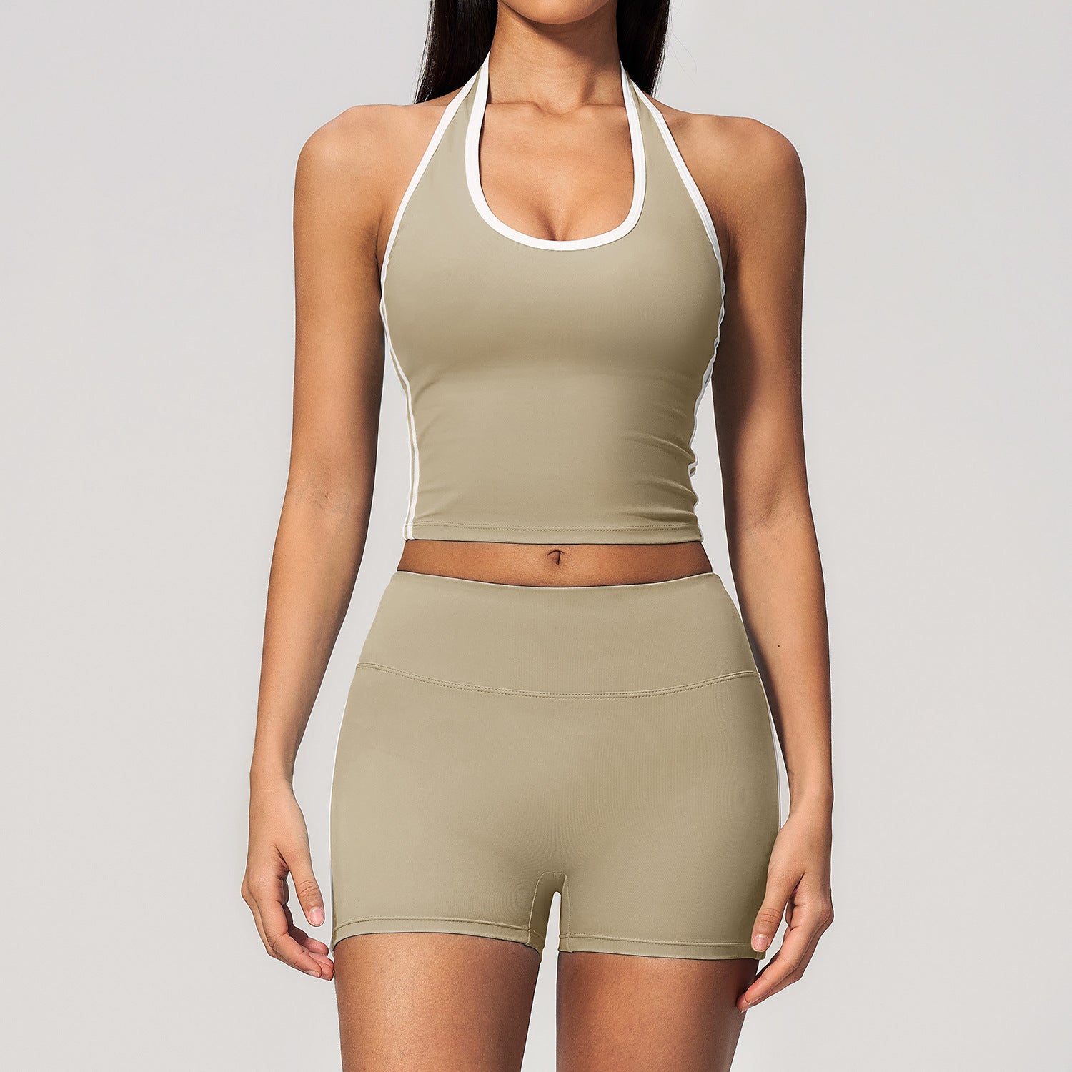 New style Halter-neck top with quick-ing drying shorts fitness yoga set