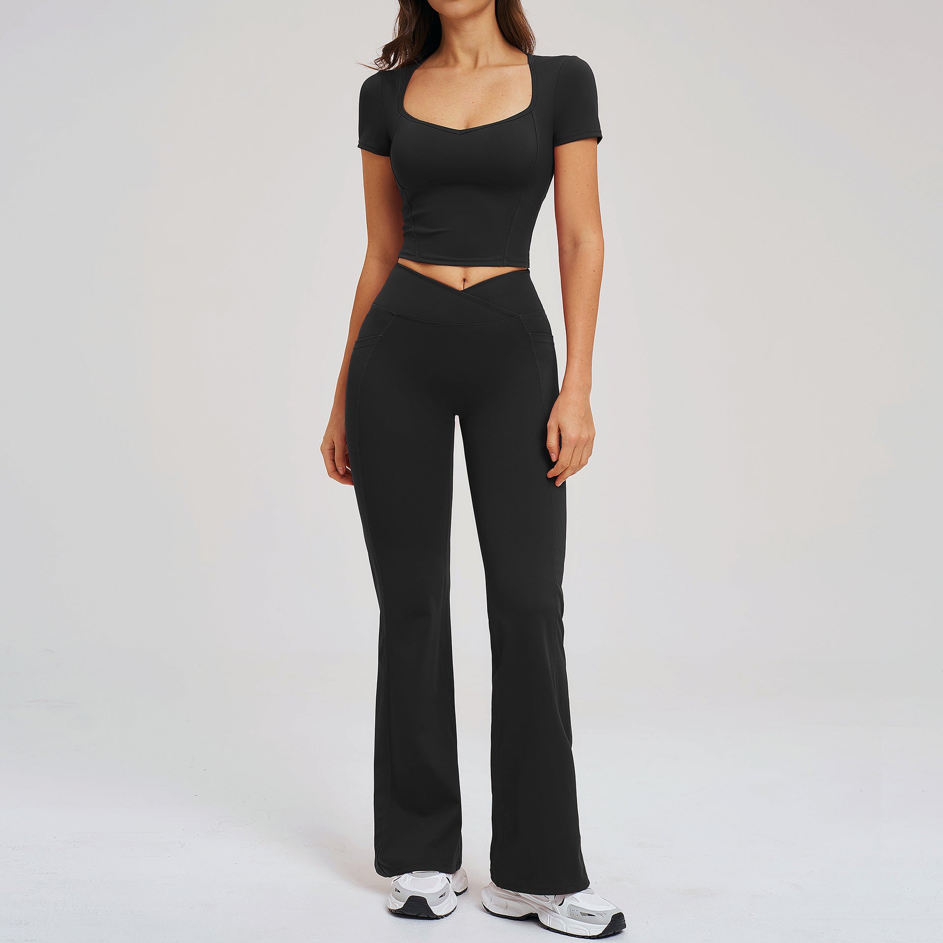 Women's quick-drying short sleeve shirts with pants yoga set