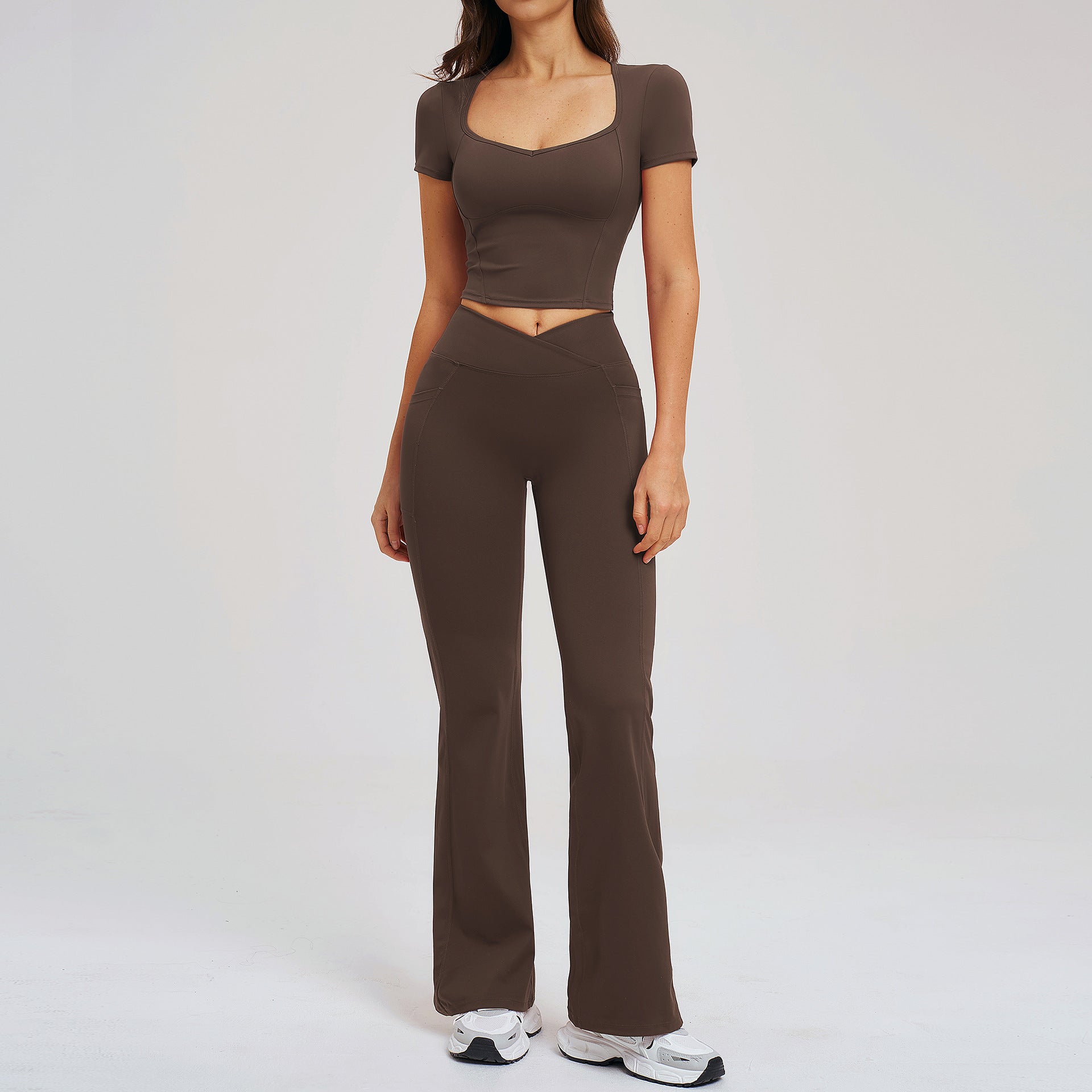 Women's quick-drying short sleeve shirts with pants yoga set