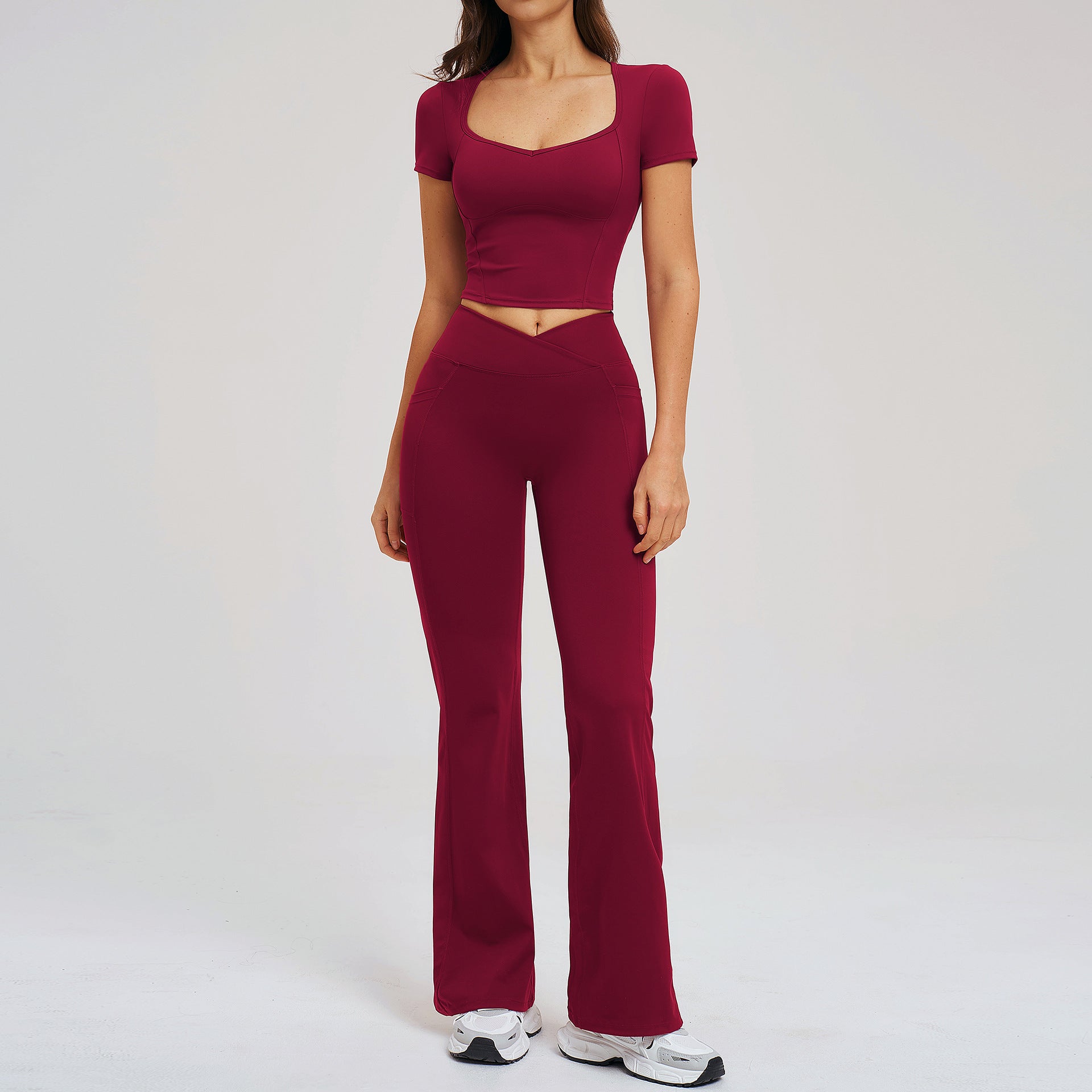 Women's quick-drying short sleeve shirts with pants yoga set