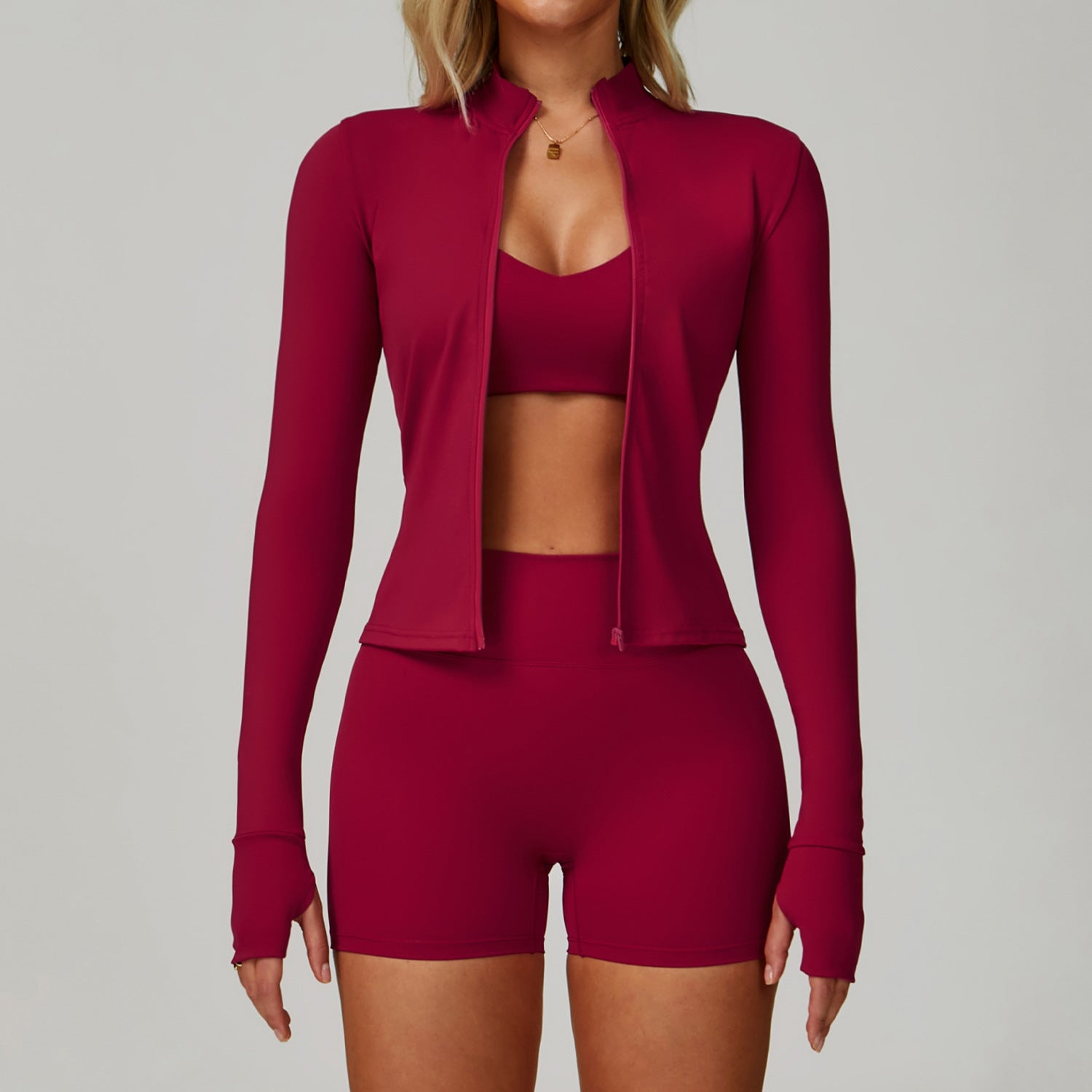 Women's Beautiful back tight quick-drying fitness three-piece set