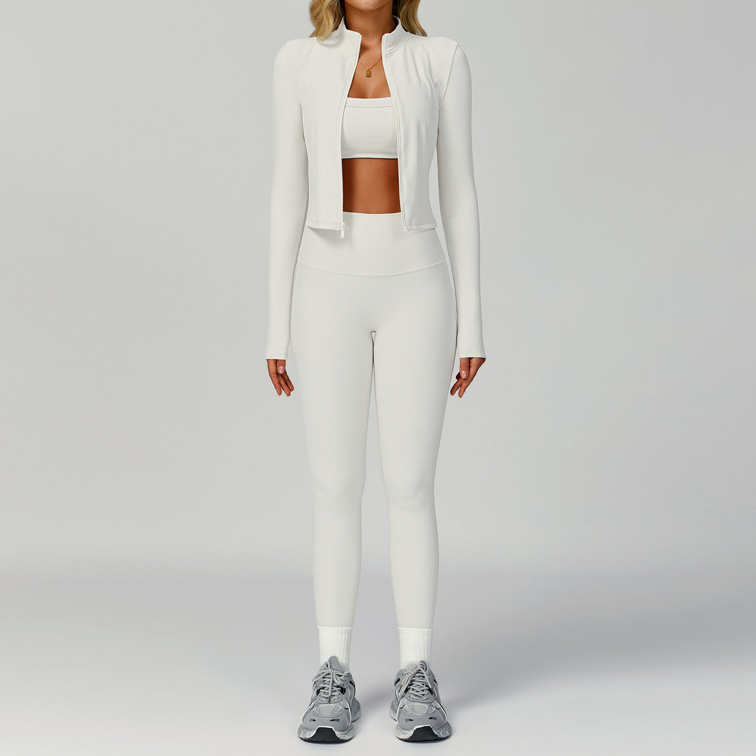Women's wholesale 3 pieces sports jackets fitness suit