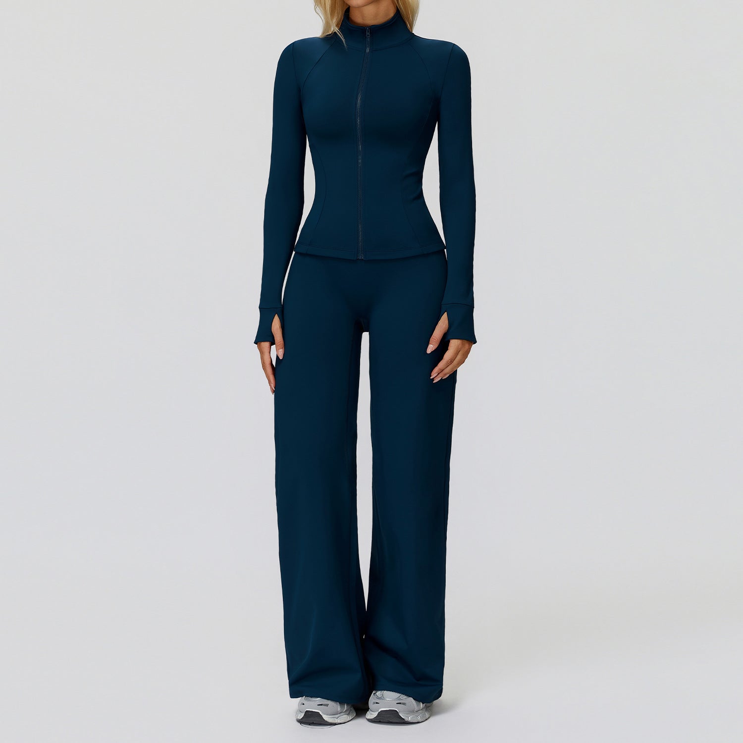 Casual Versatile Suit Zipper Windproof Warm Fleece-Lined Jackets Suit