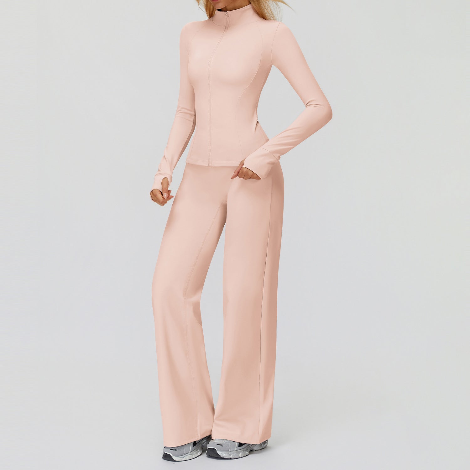 Casual Versatile Suit Zipper Windproof Warm Fleece-Lined Jackets Suit