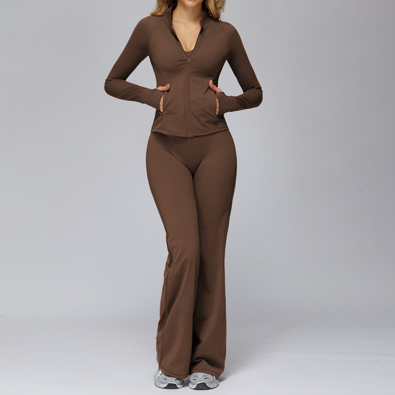 Cross-Border Brushed Yoga Suit Tight Wide-Leg Casual Sports Fitness Suit