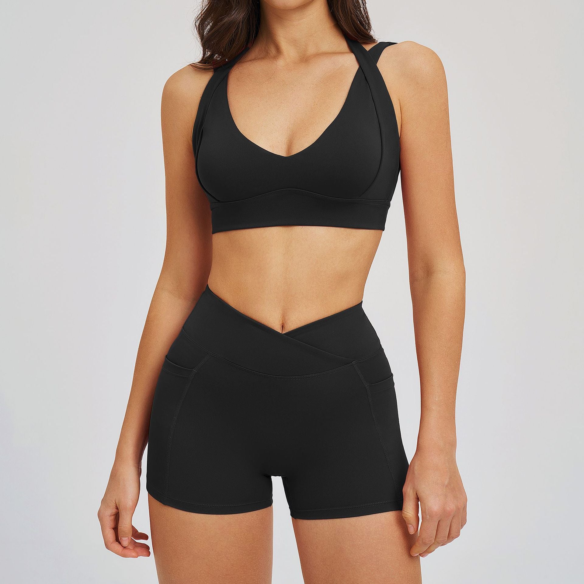 Women's sexy wholesale bras with shorts yoga suit