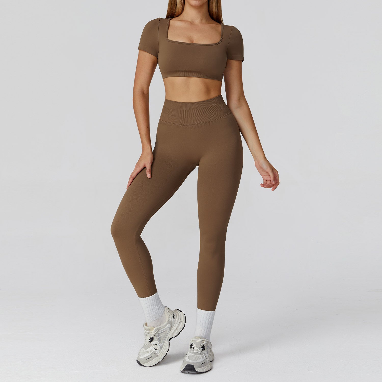 Seamless Women's Hollow Beautiful Back Running Sports short sleeve Fitness Suit