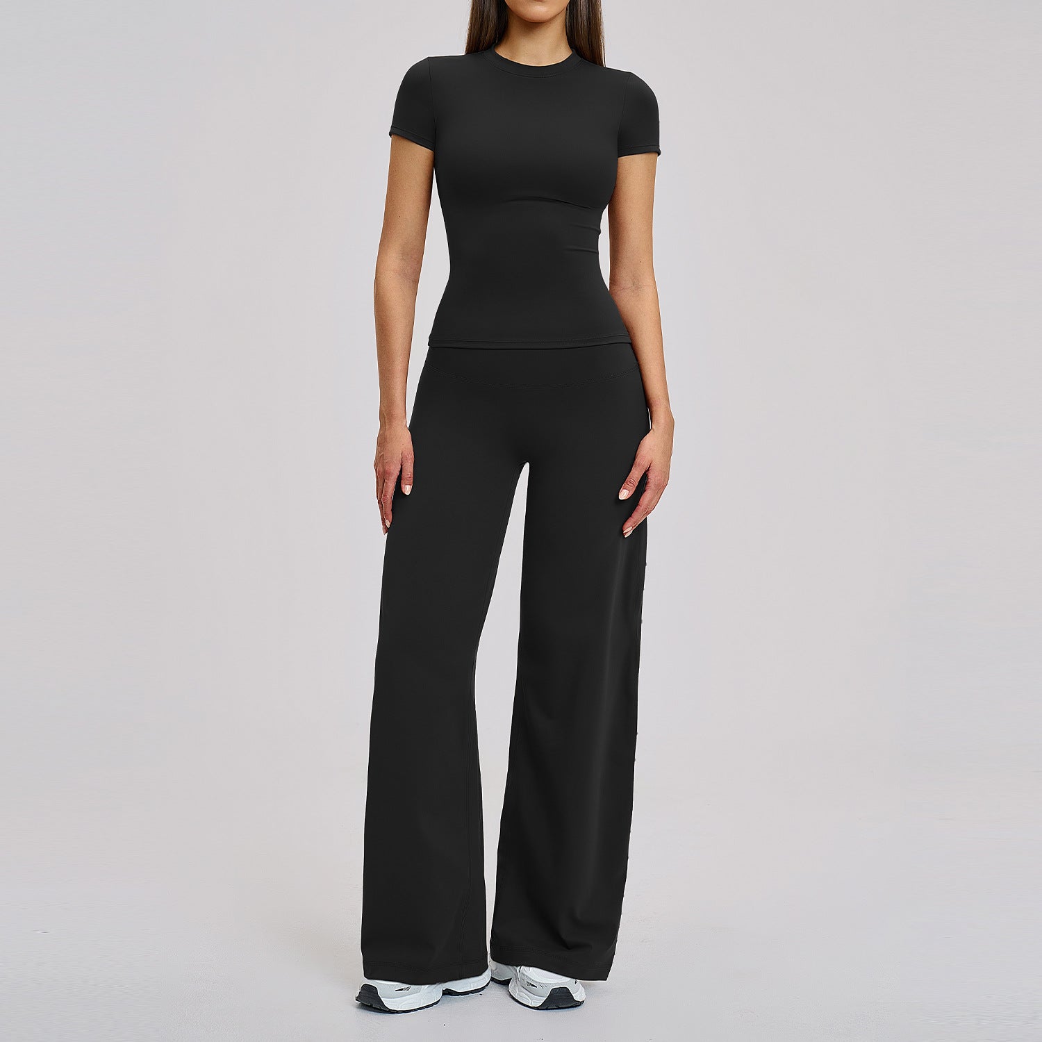 Women's short sleeve tops with High-waisted pants fitness yoga suit