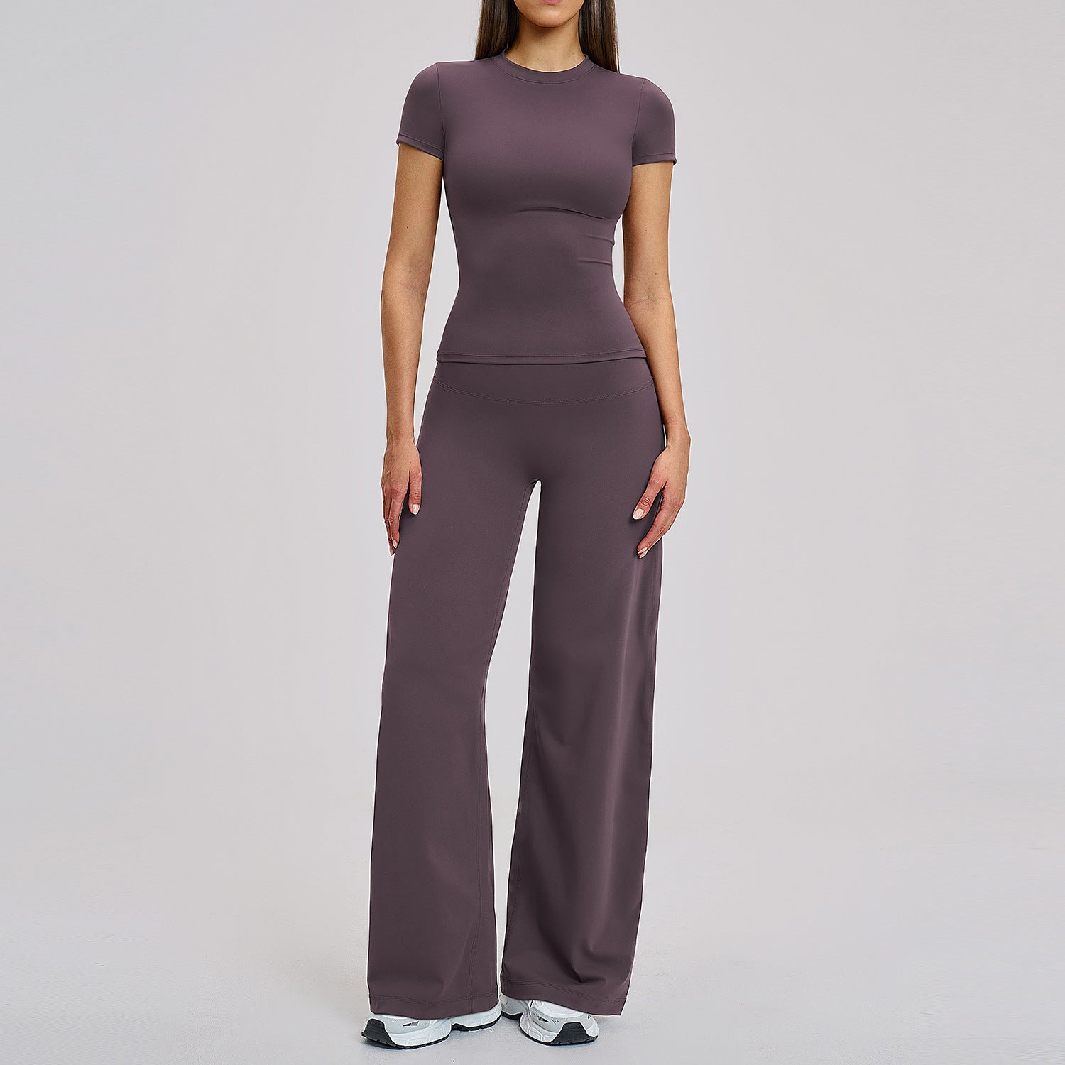 Women's short sleeve tops with High-waisted pants fitness yoga suit