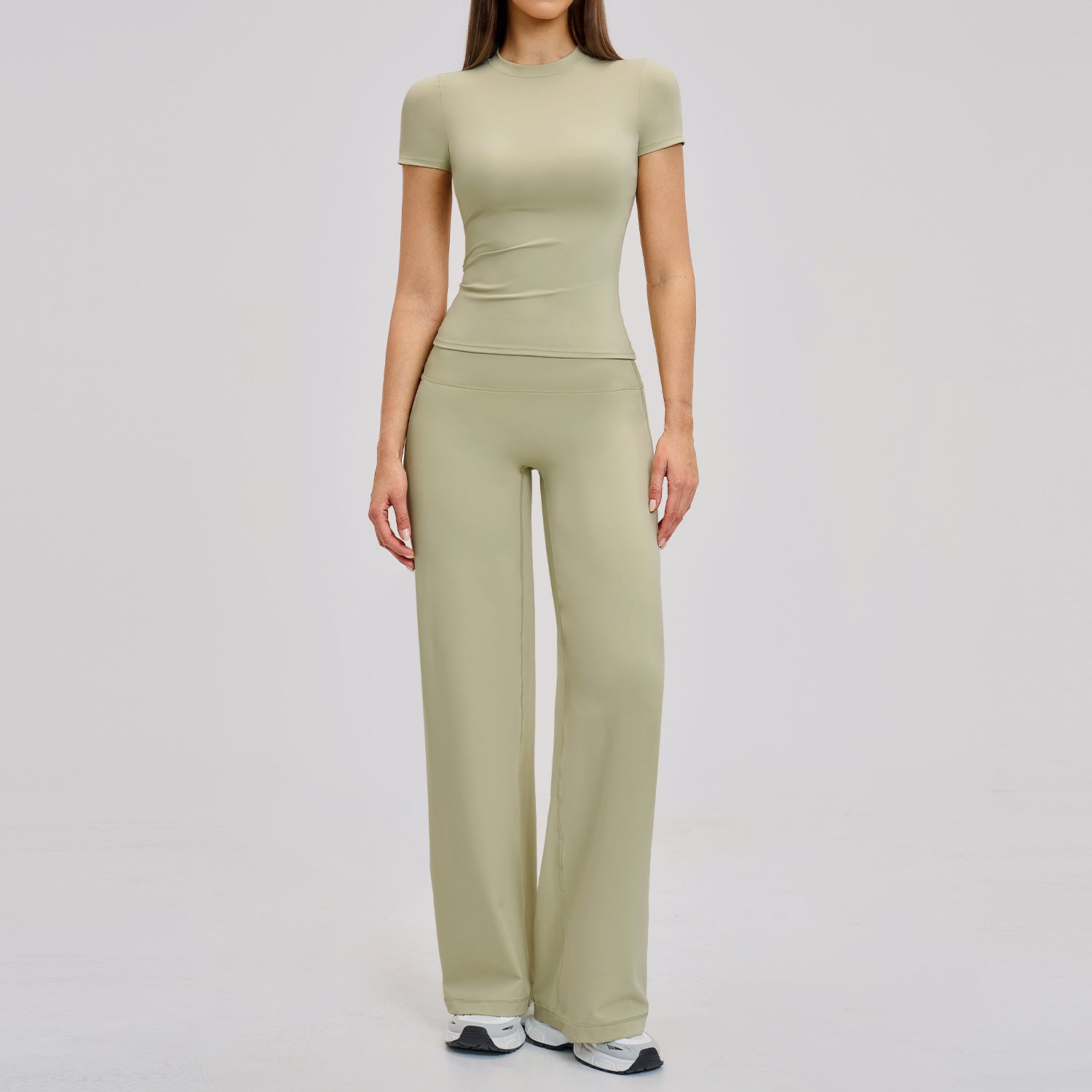 Women's short sleeve tops with High-waisted pants fitness yoga suit