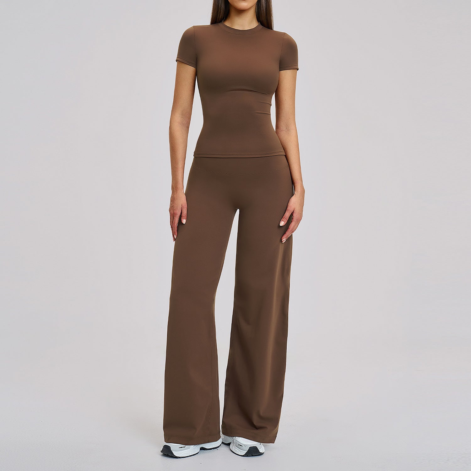 Women's short sleeve tops with High-waisted pants fitness yoga suit
