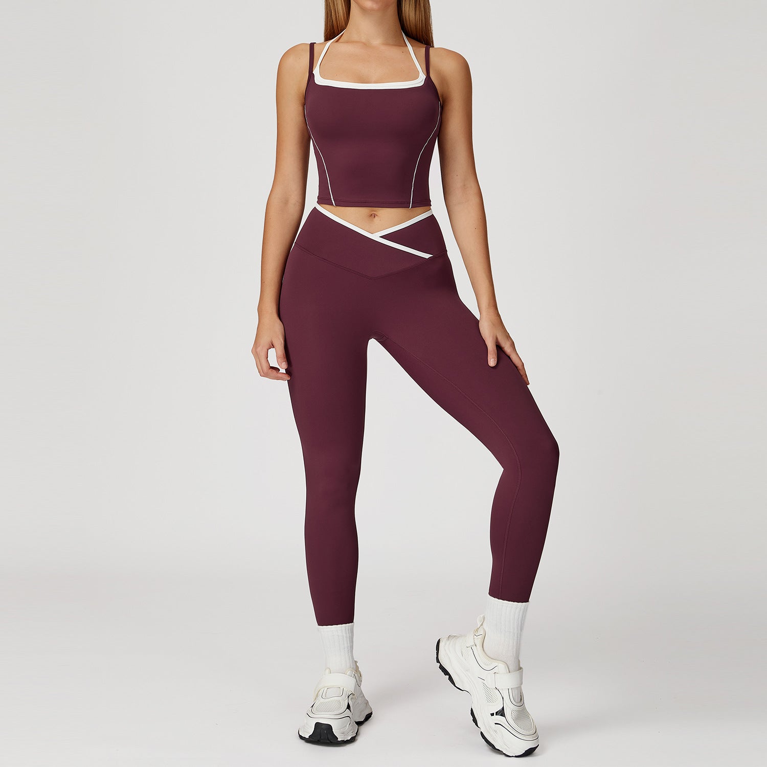 Halter neck back beauty yoga suit leisure fitness sports suit