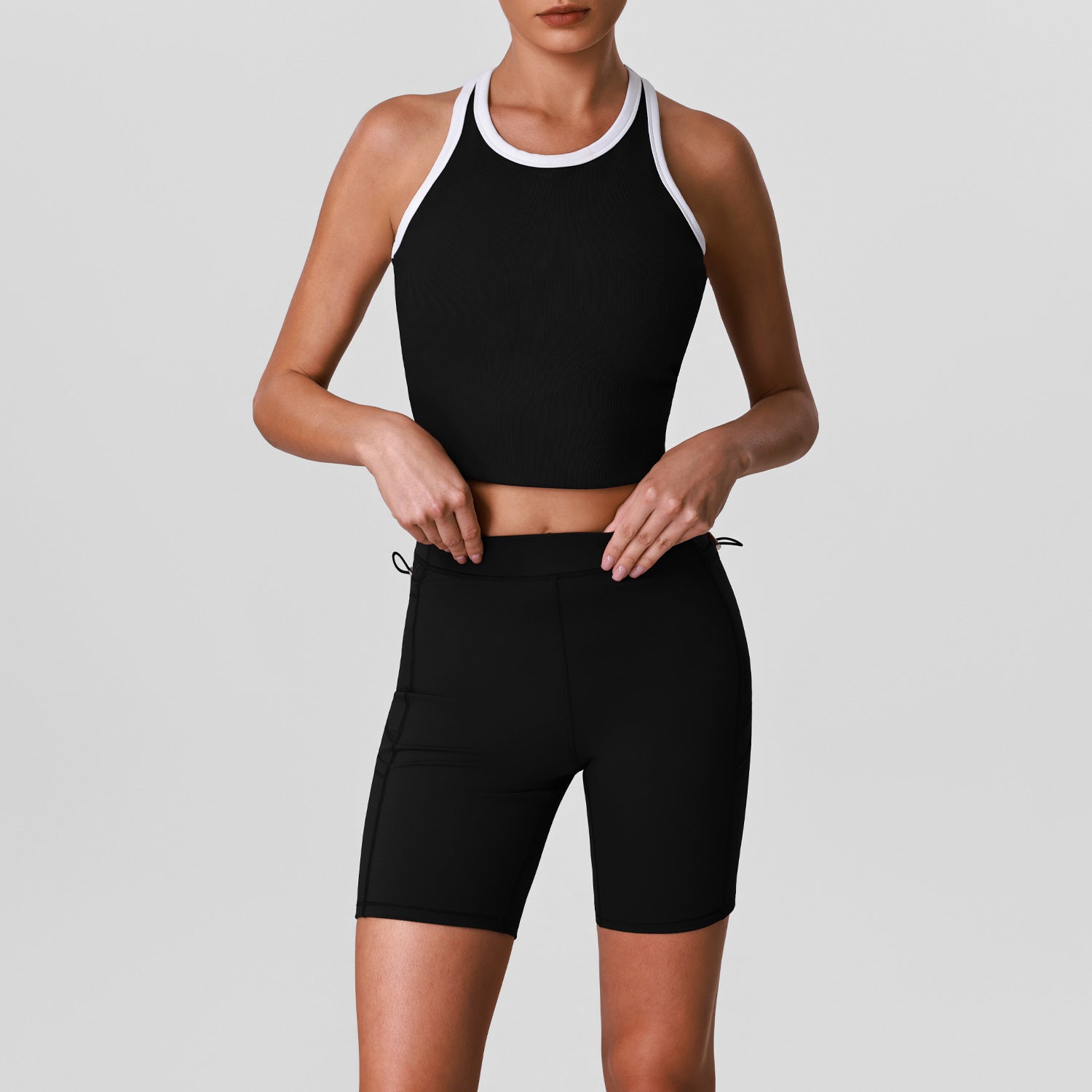 Women's Quick-Drying Sleeveless Tank Top with Butt-Lifting Sports Shorts Fitness Set