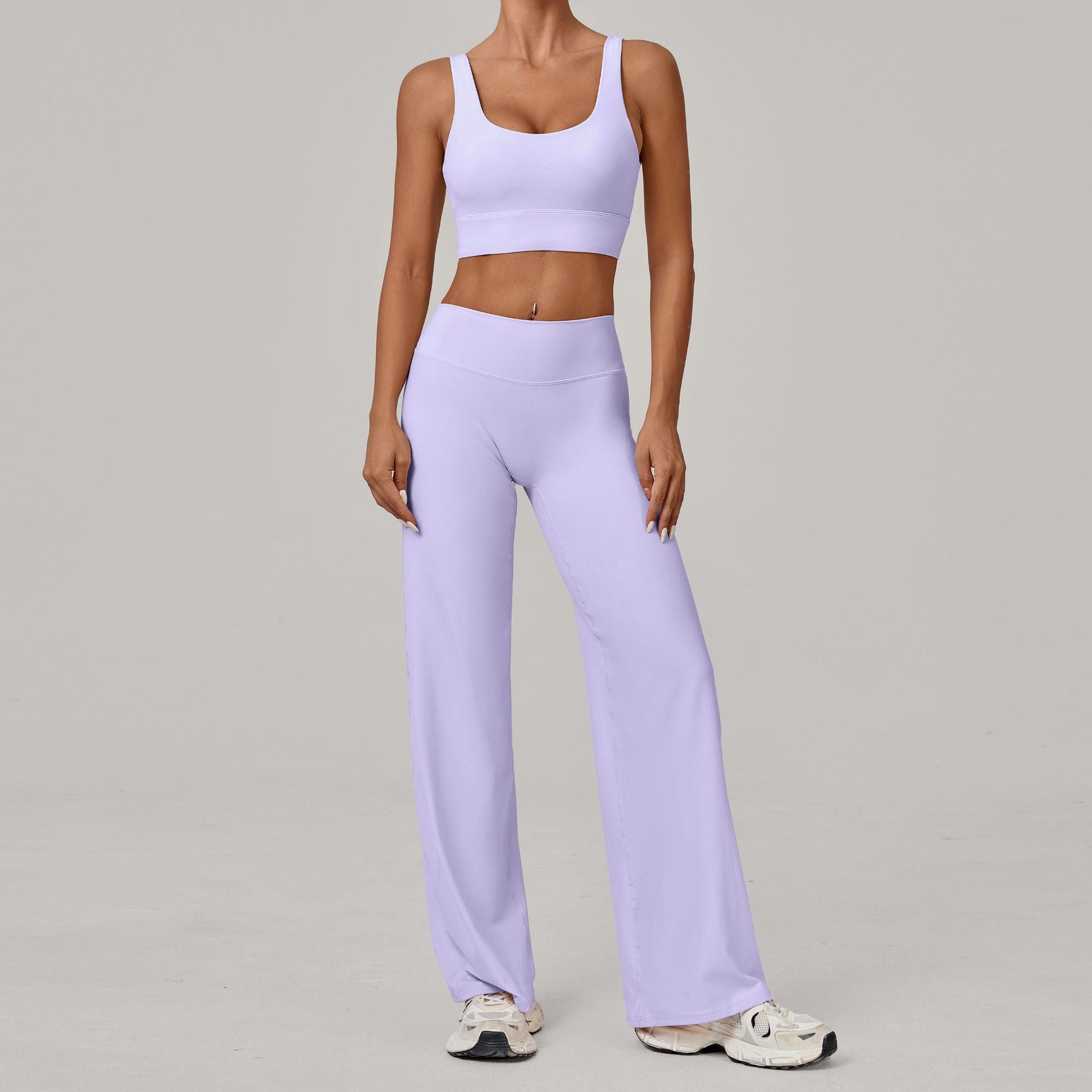 Quick-Drying Fitness Double-Strap Bra Straight-Leg Pants Yoga Set