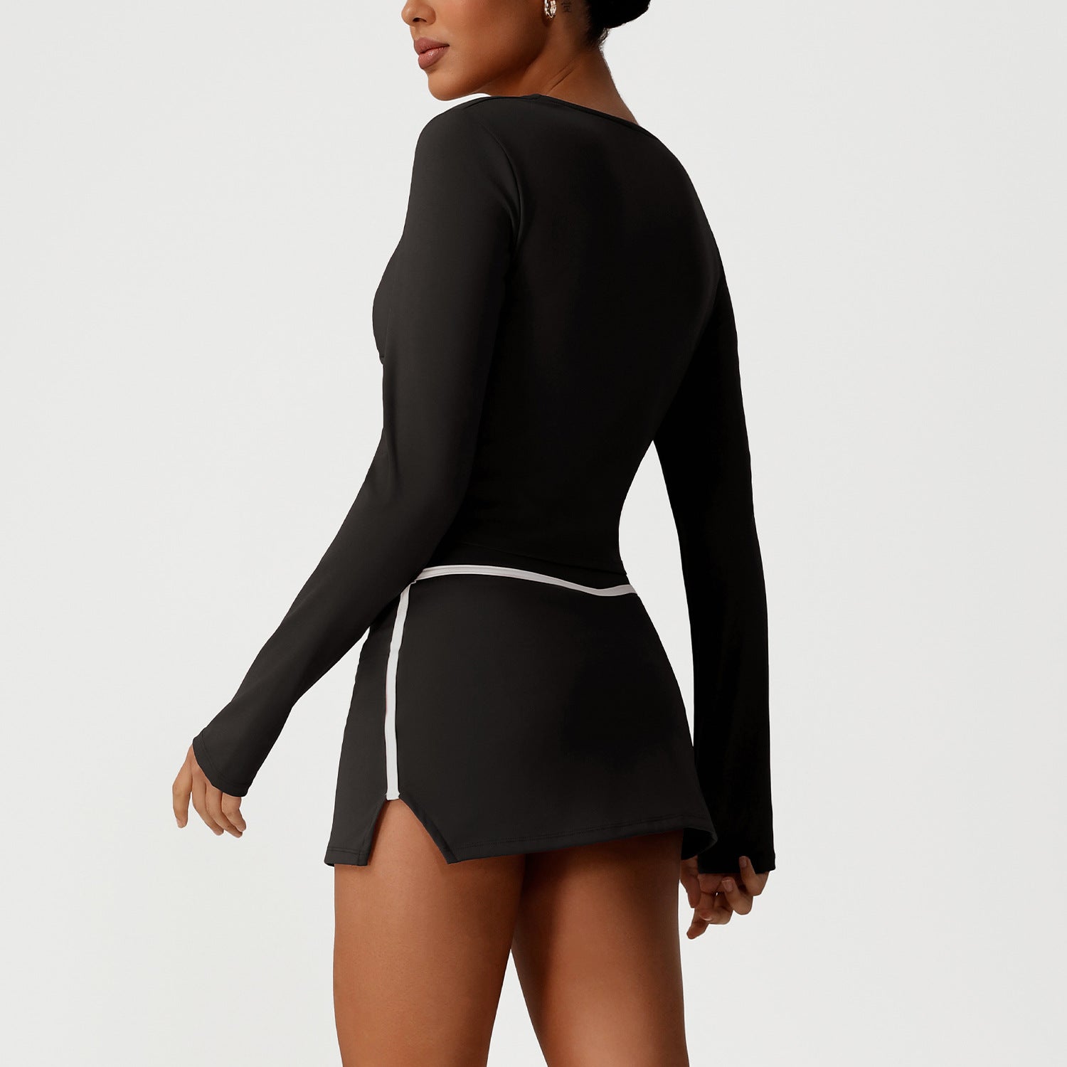 Women's sexy long sleeve top with skirt set