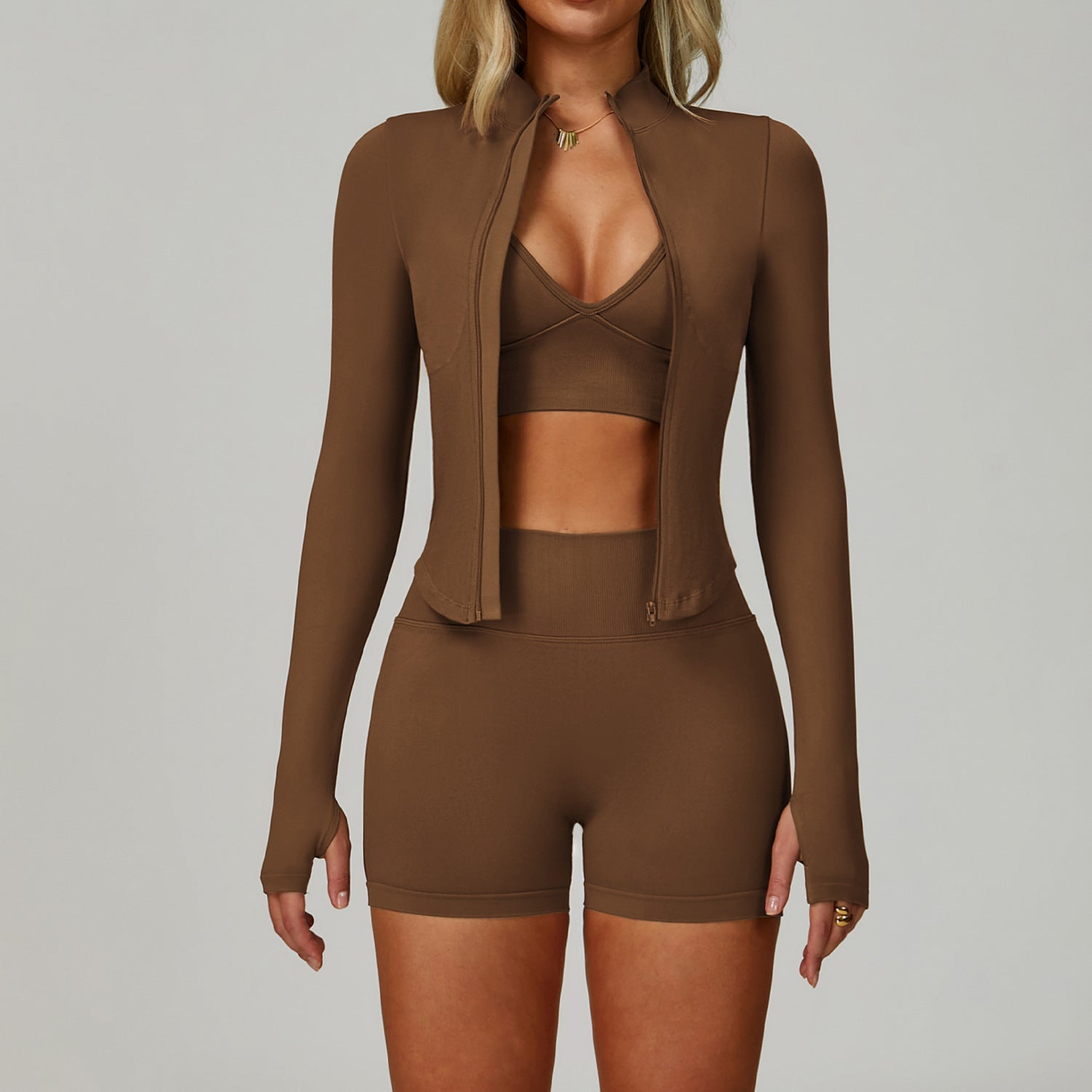 Seamless tight sports three-piece suit suit