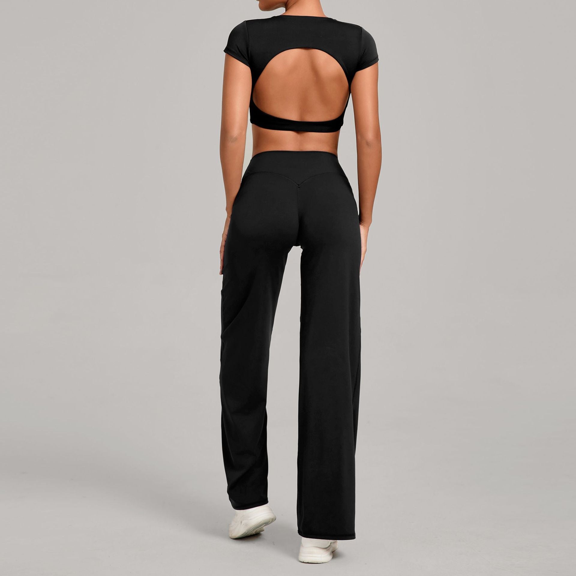 Quick-Drying Tight Backless Short sleeve tops Fitness Set
