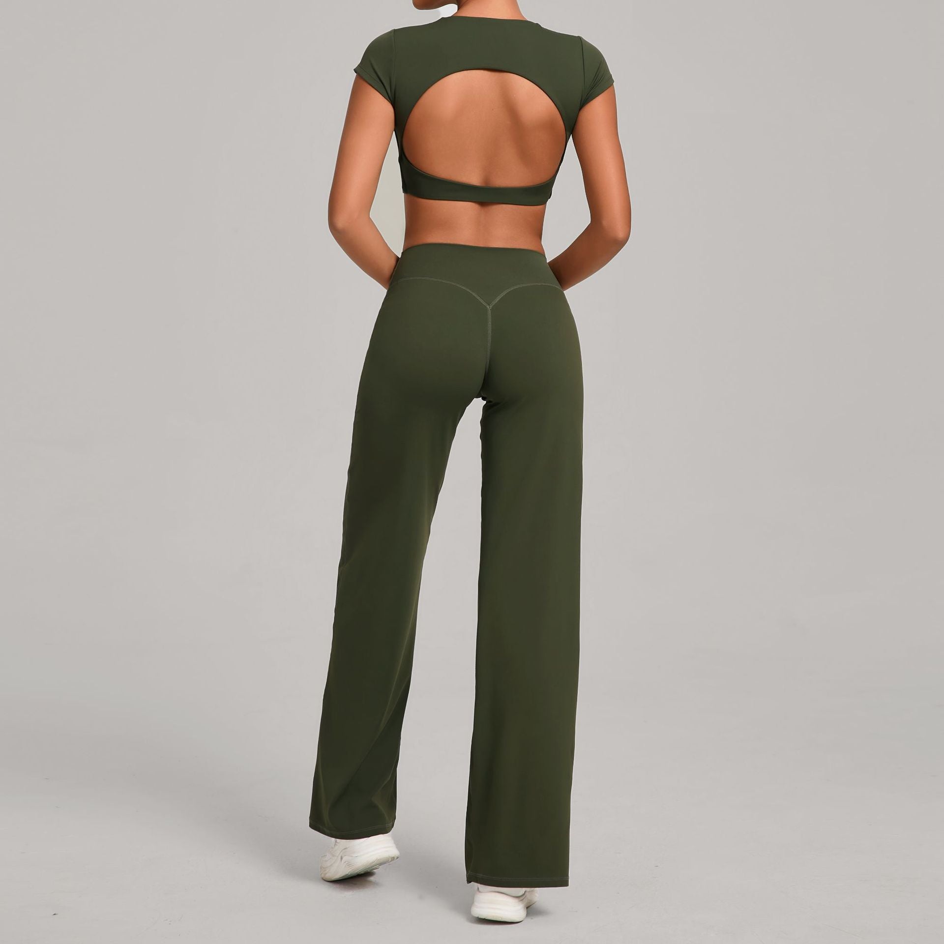 Quick-Drying Tight Backless Short sleeve tops Fitness Set