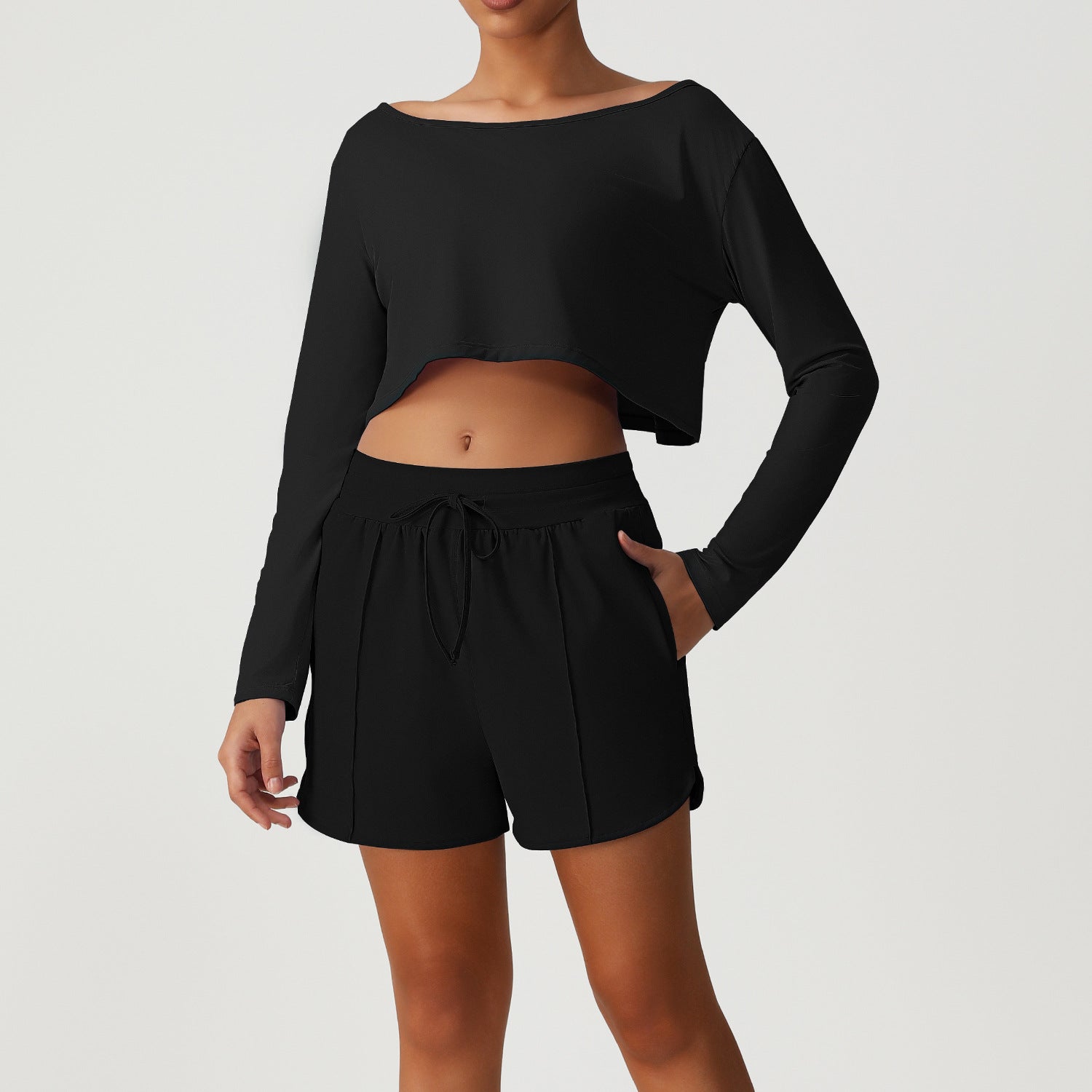 Quick-drying New loose navel-baring yoga shirts suit