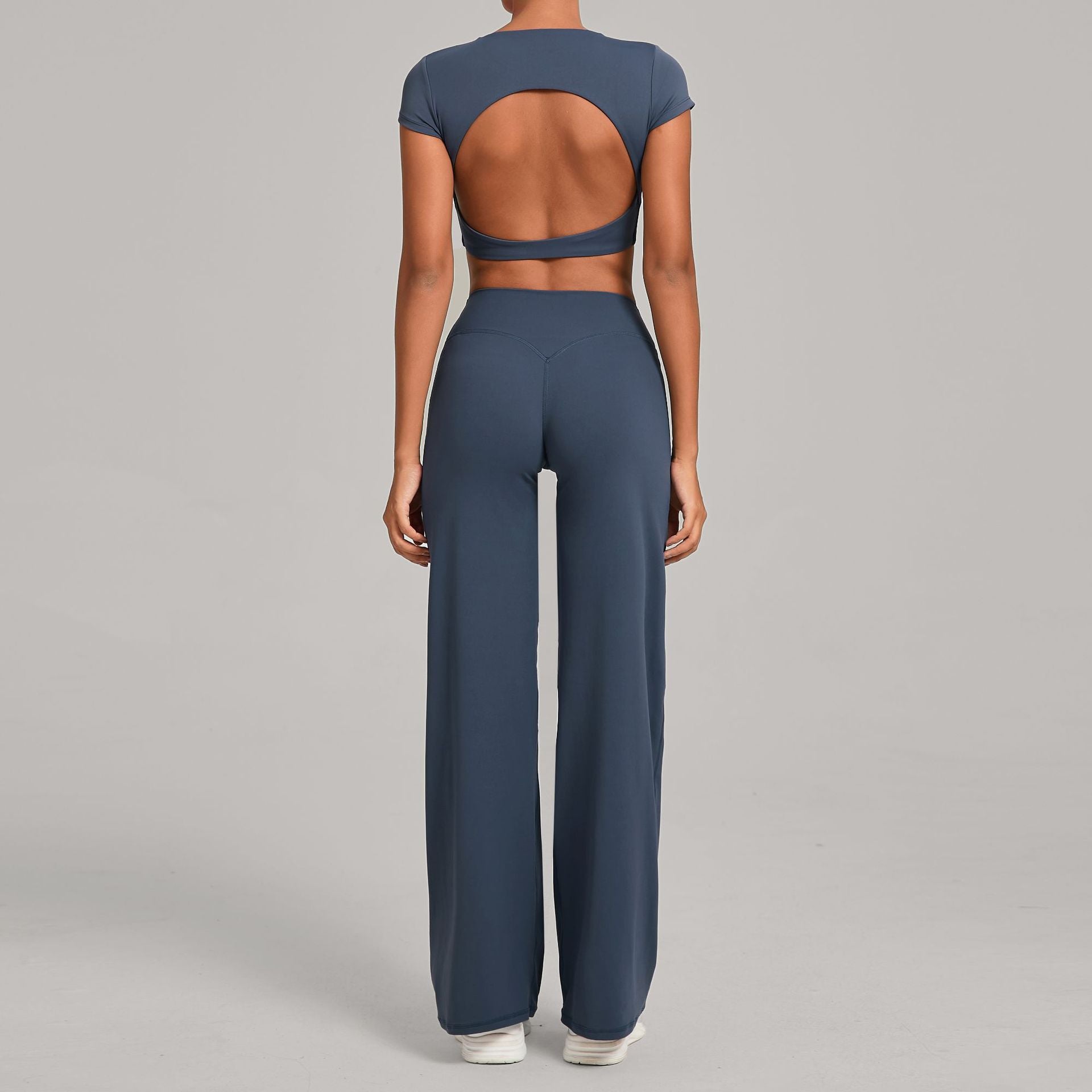 Quick-Drying Tight Backless Short sleeve tops Fitness Set