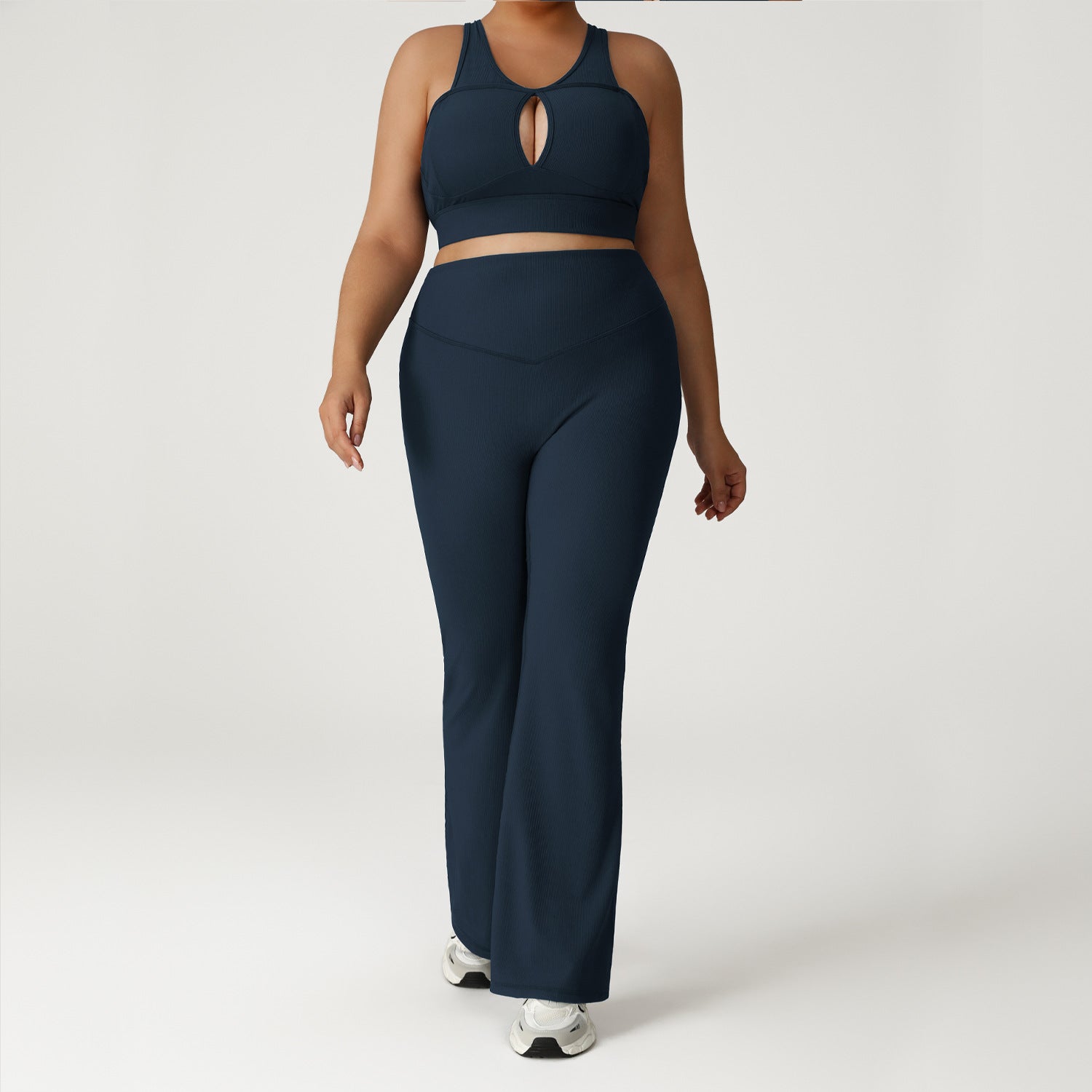 High-waisted tummy-controlling plus-size yoga bras suit