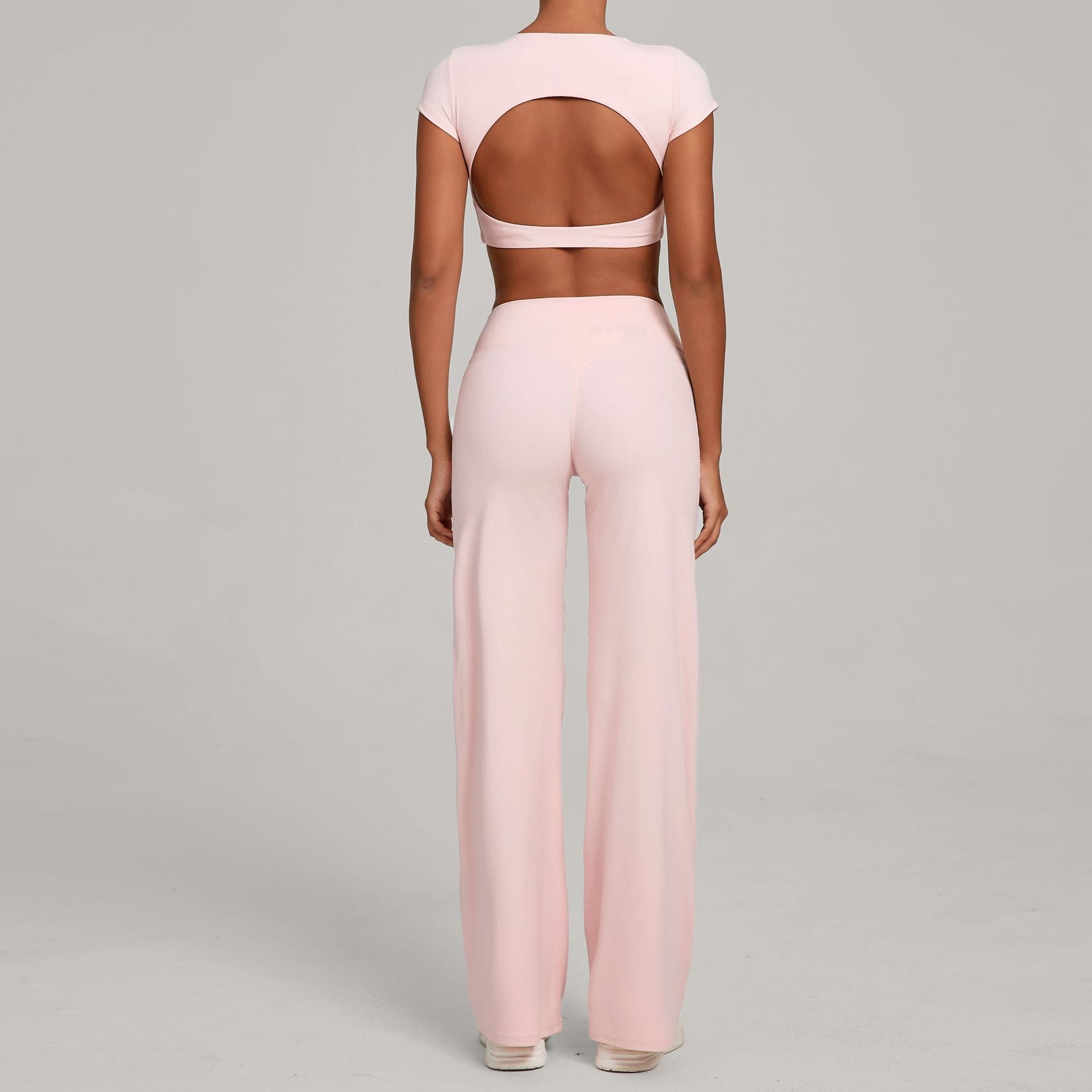 Quick-Drying Tight Backless Short sleeve tops Fitness Set