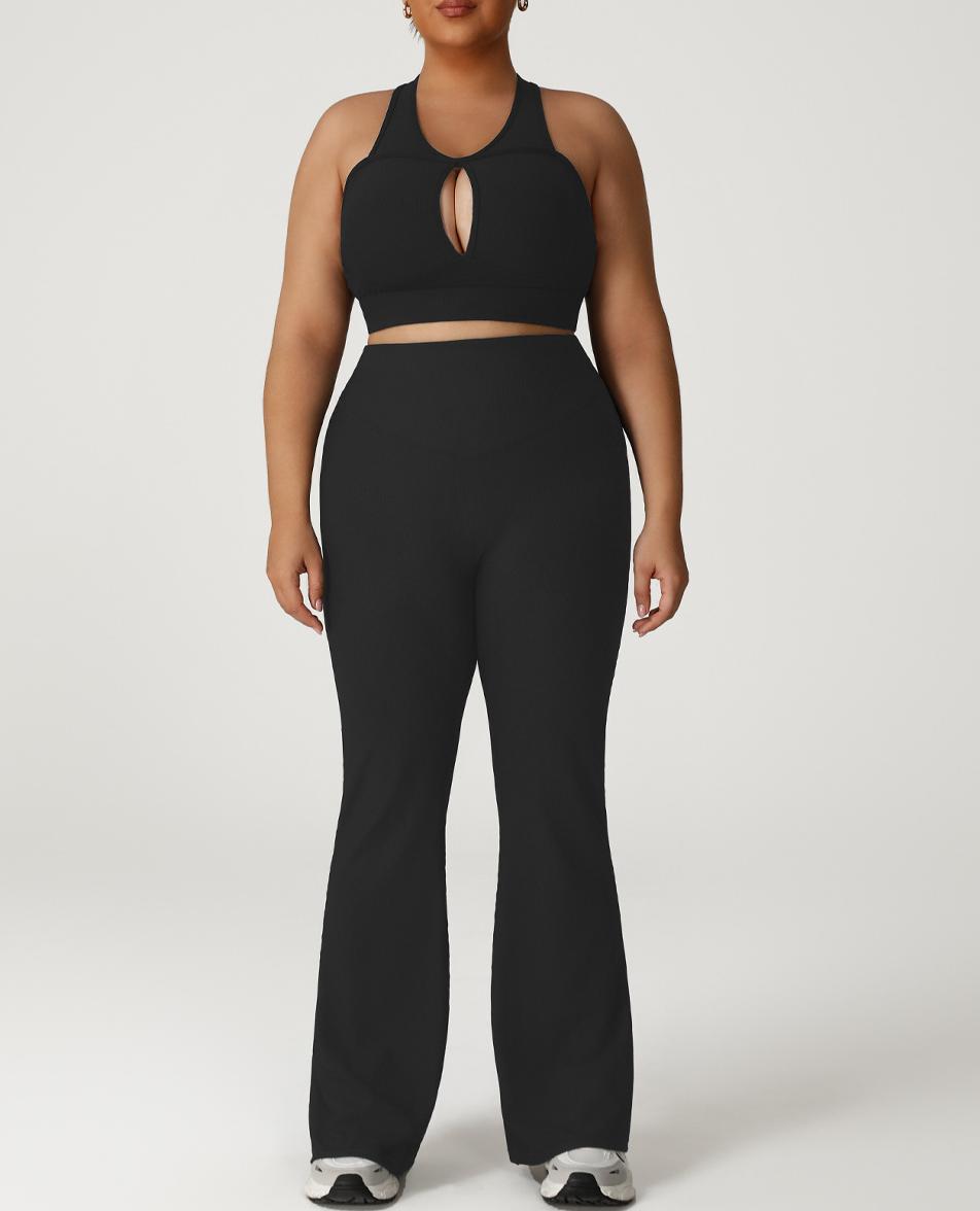 High-waisted tummy-controlling plus-size yoga bras suit