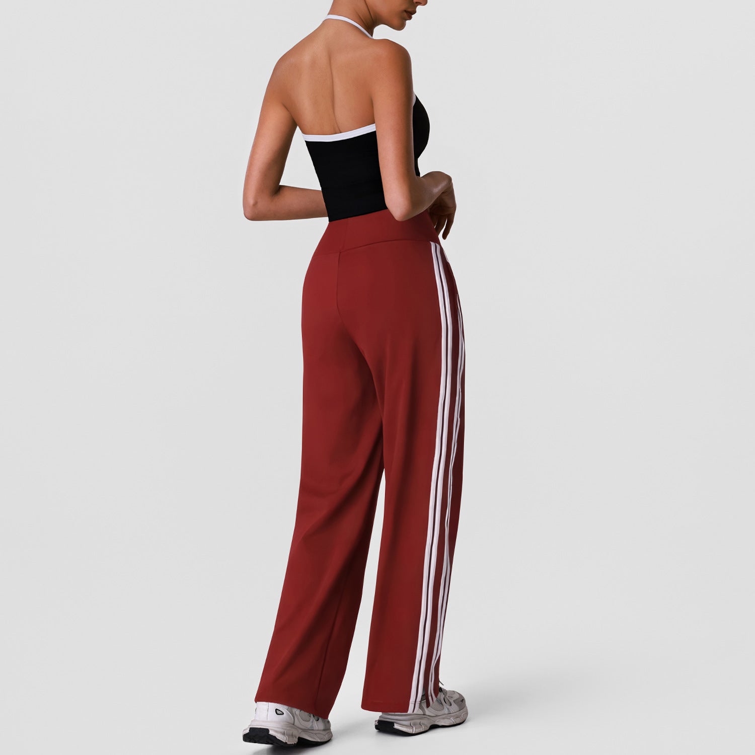 Women's quick-dry halter-neck tank top with stylish casual wide-leg pants set