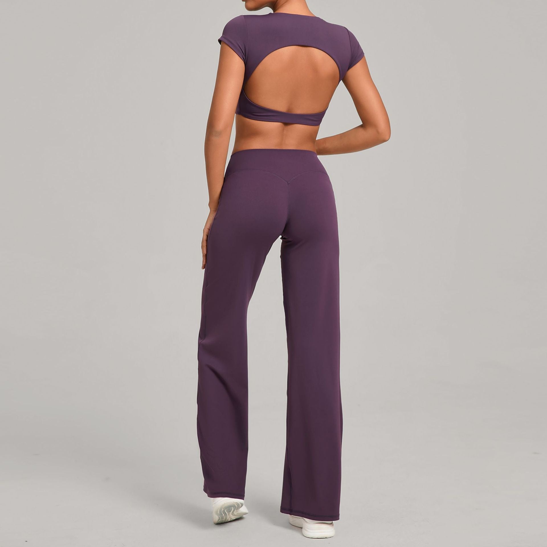 Quick-Drying Tight Backless Short sleeve tops Fitness Set