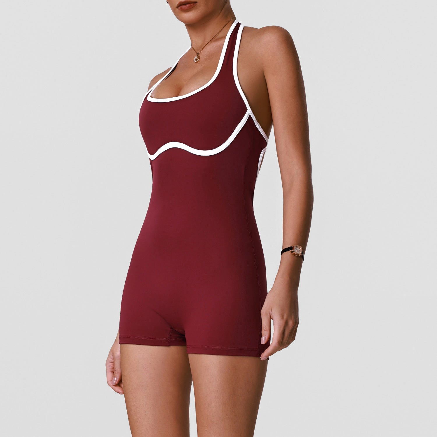 Women's beautiful Quick-drying sleeveless tennis fitness bodysuit