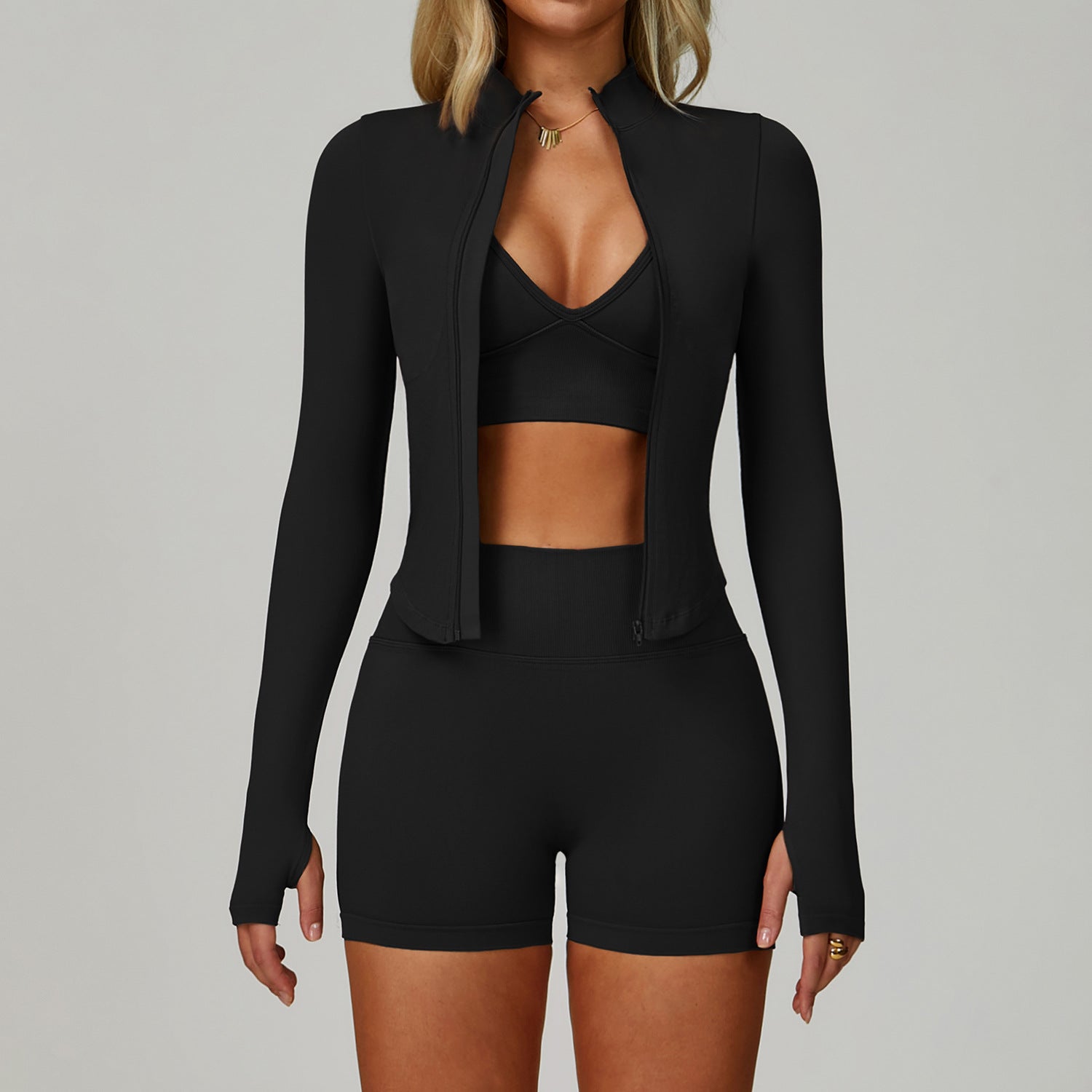 Seamless tight sports three-piece suit suit