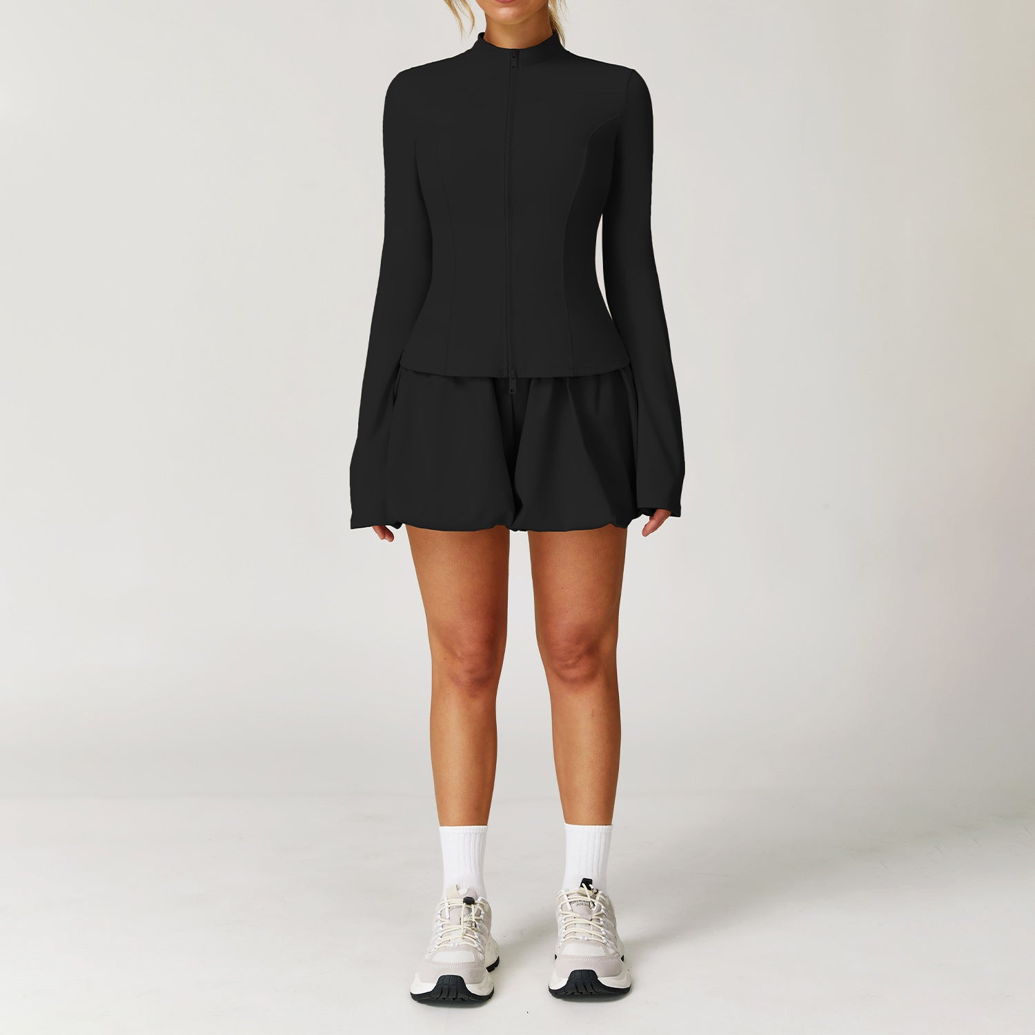 Women's quick-drying long jackets with shorts sports suit
