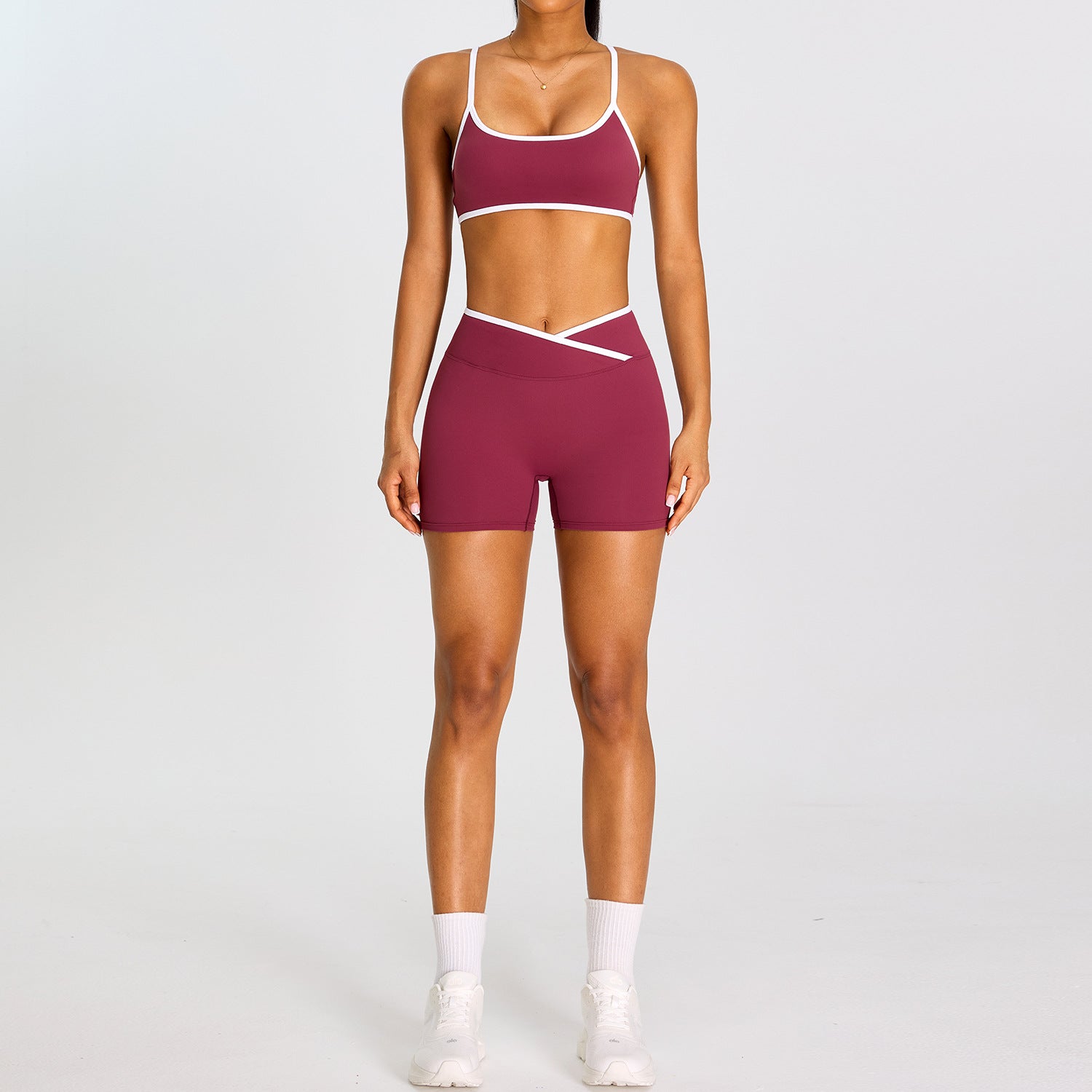 Women's fashion bras with High-waisted butt-lifting shorts fitness set