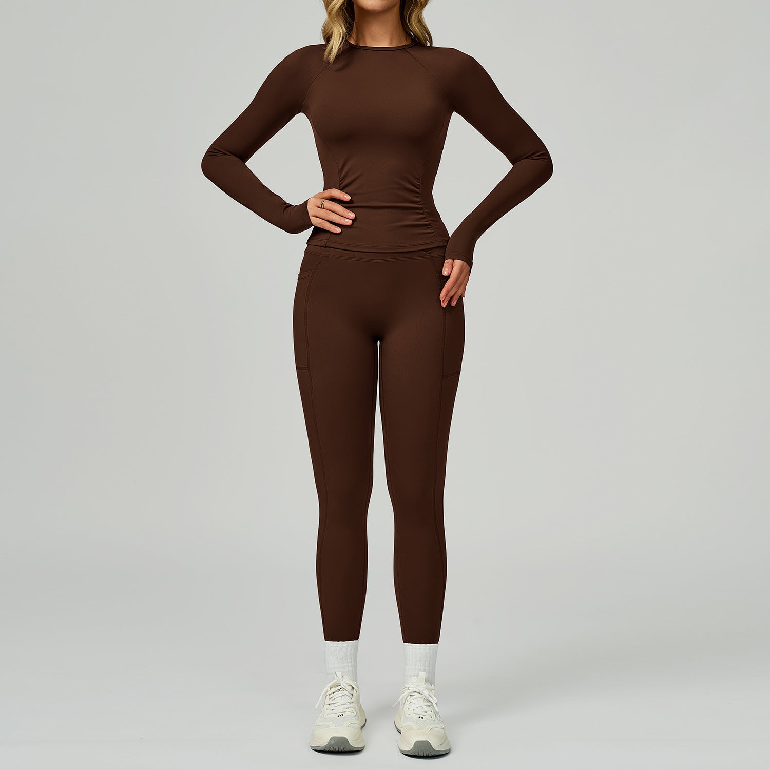 Women's long-sleeved slim-fit fitness sports suit