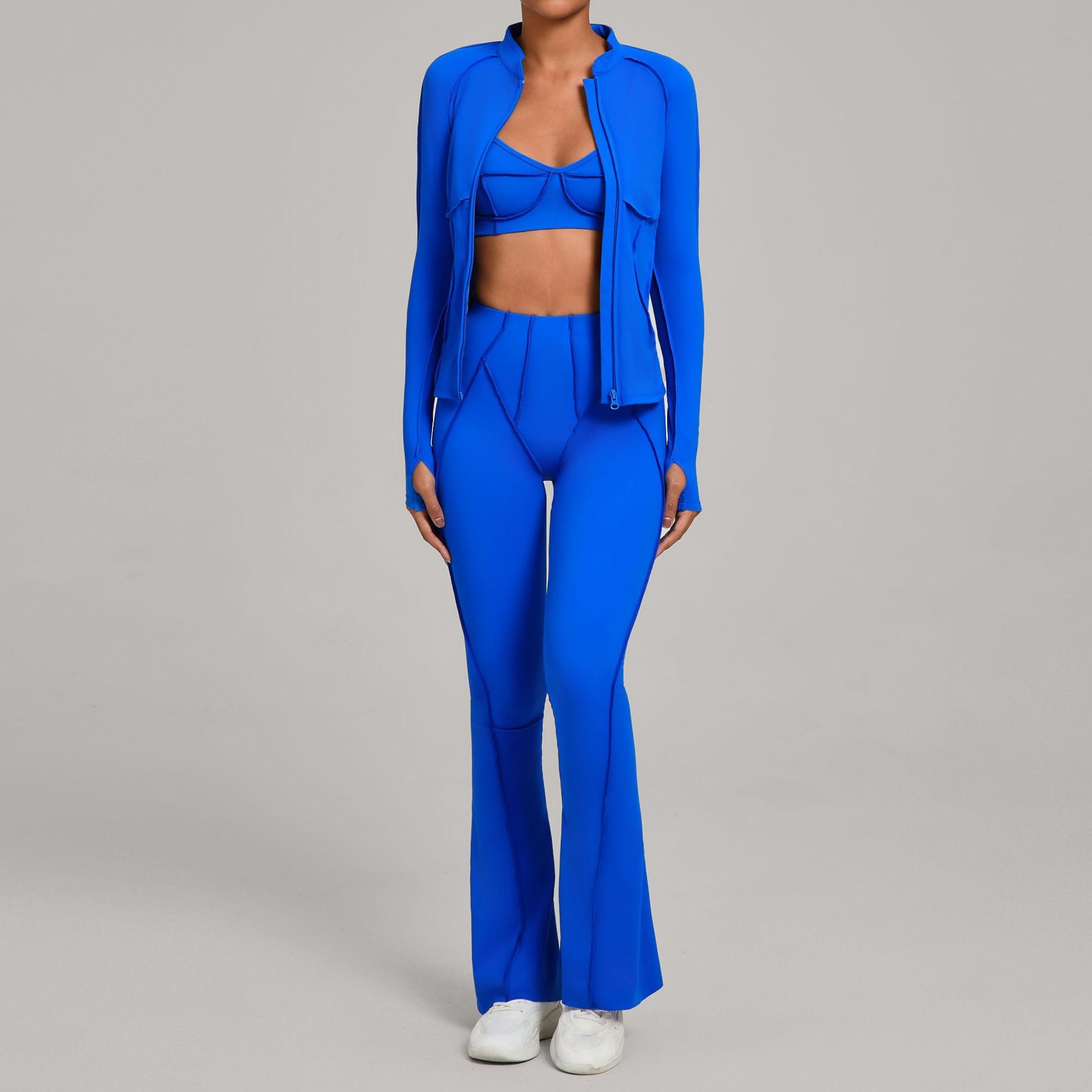 Women's Casual Running Fitness Outer Wear Tight Sports Three-Piece Set