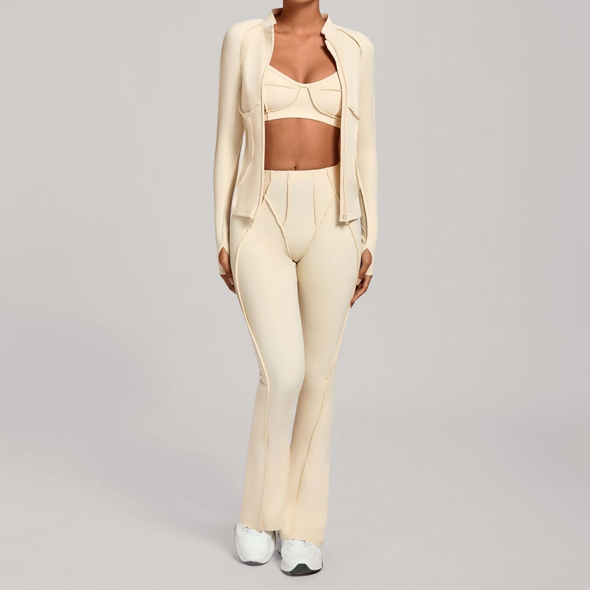 Women's Casual Running Fitness Outer Wear Tight Sports Three-Piece Set