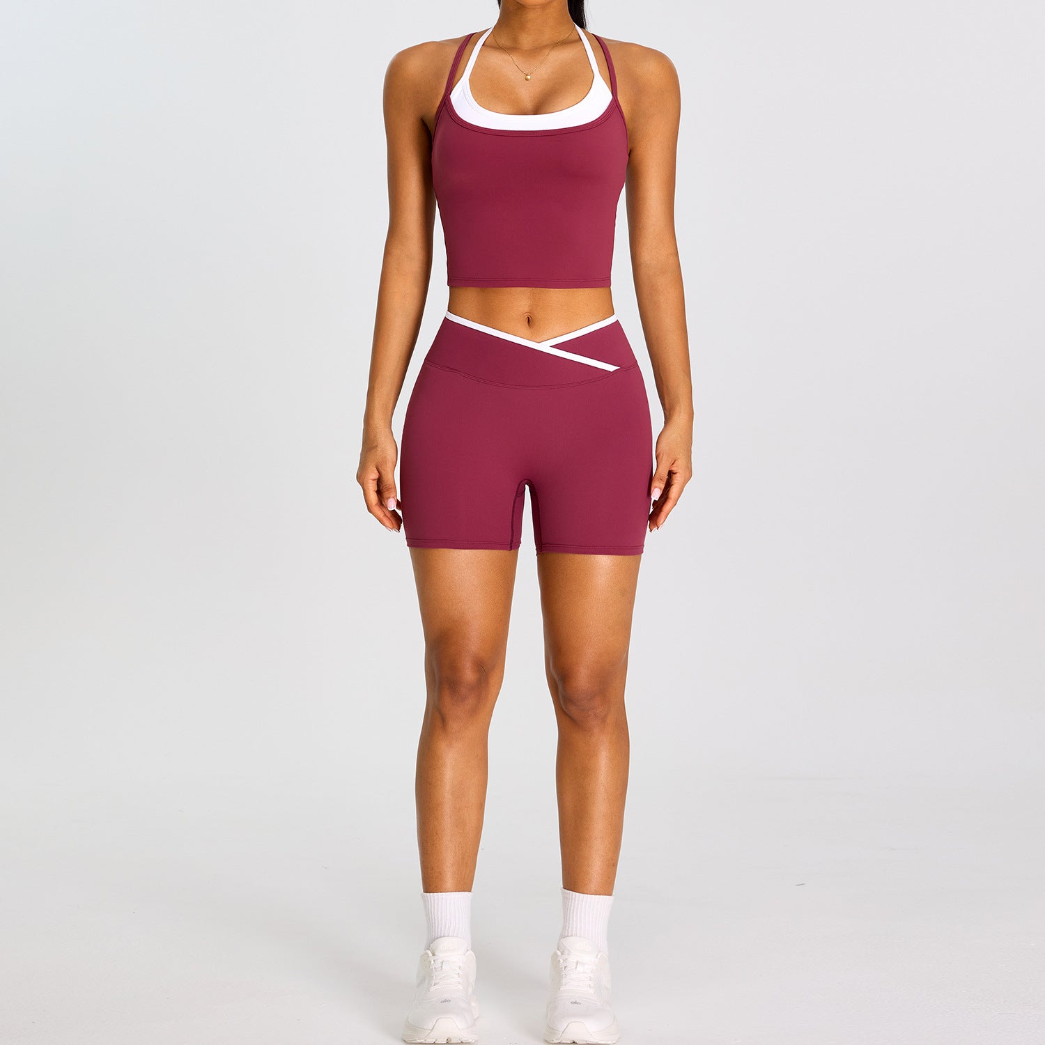Women's backless tight bras with shorts fitness yoga outfit