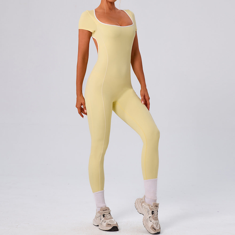 Hollow-out quick-drying backless bodysuit