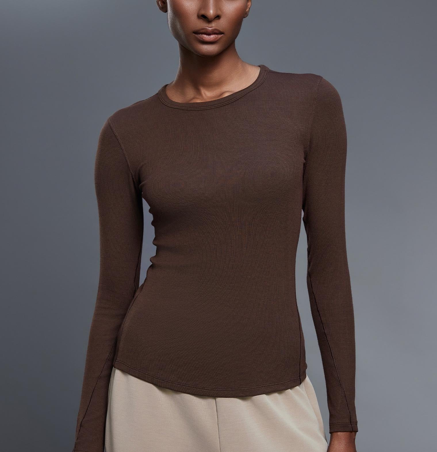 Elastic slim fit fitness yoga wear long sleeve top
