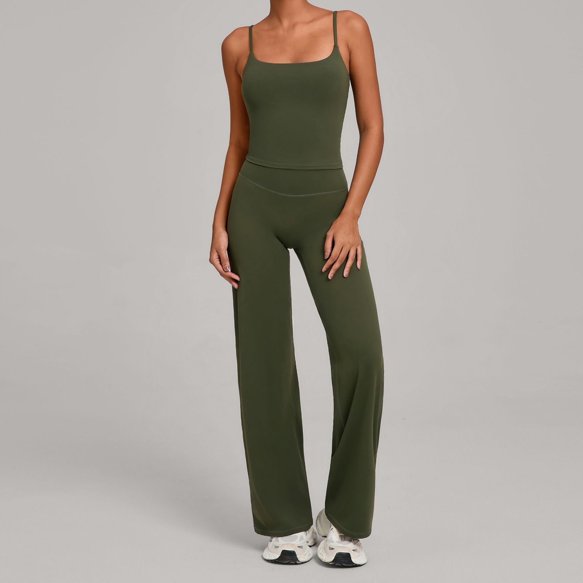 Nude Fitness Clothing Shockproof High Waist Yoga Clothing Two-Piece Set