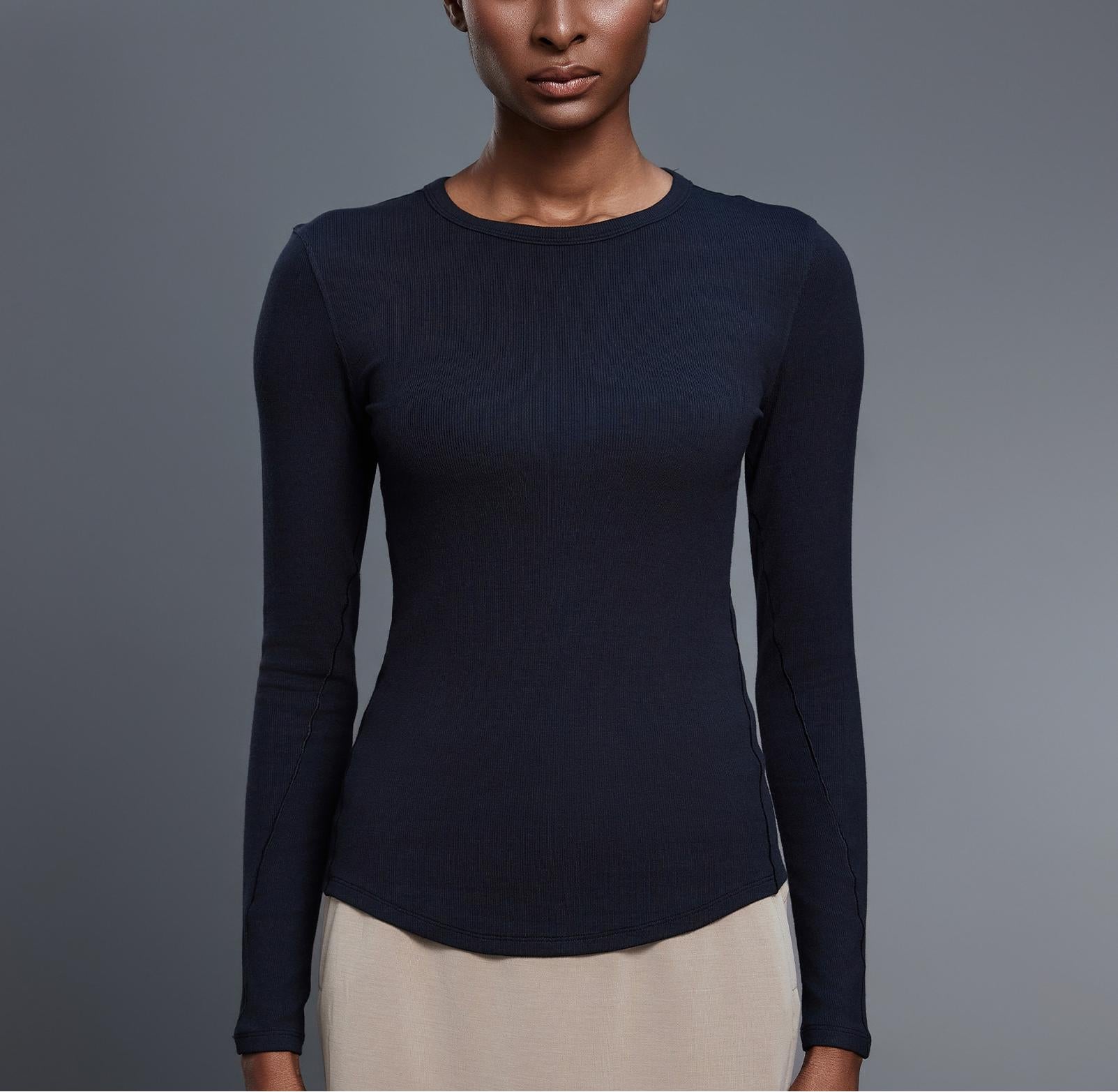 Elastic slim fit fitness yoga wear long sleeve top