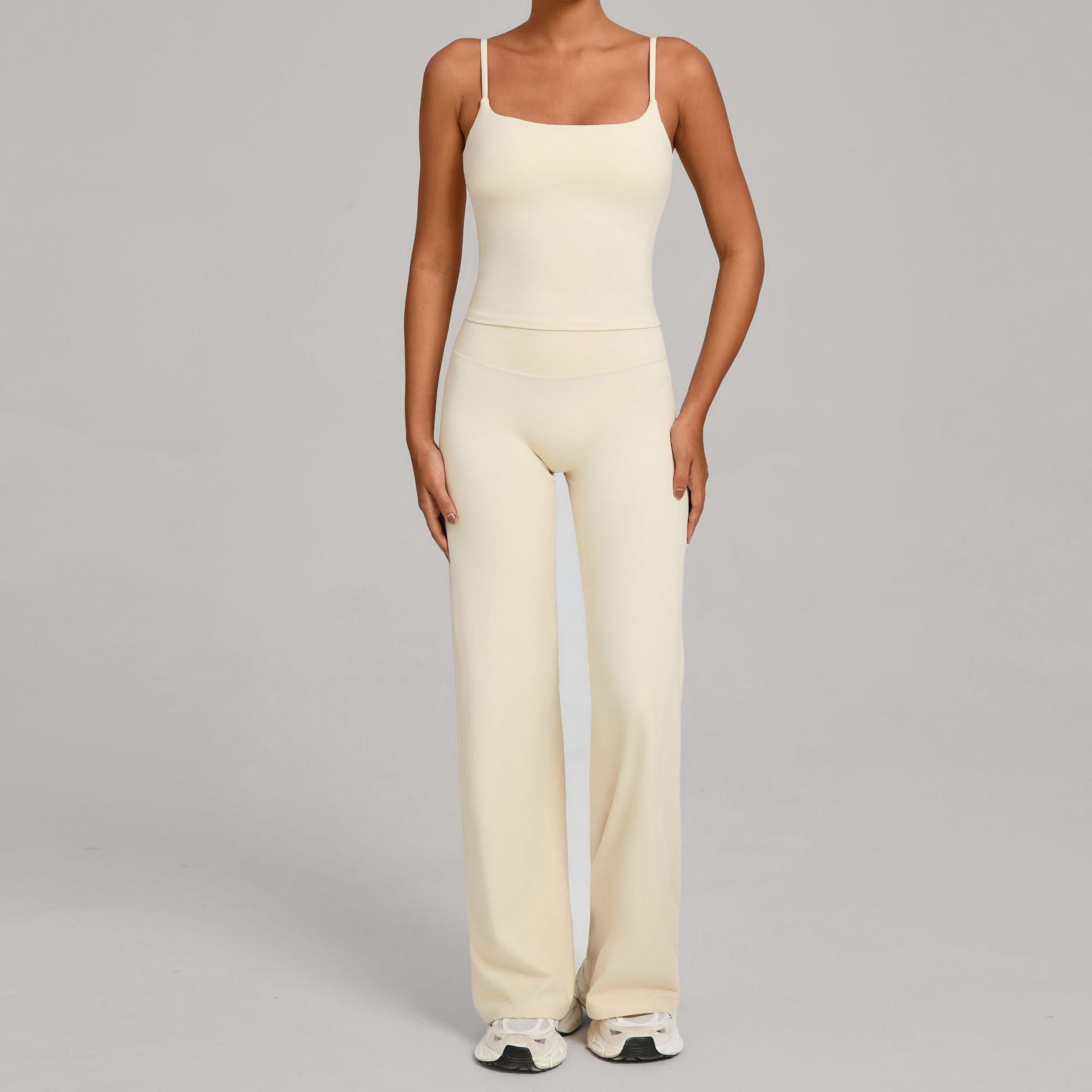 Nude Fitness Clothing Shockproof High Waist Yoga Clothing Two-Piece Set