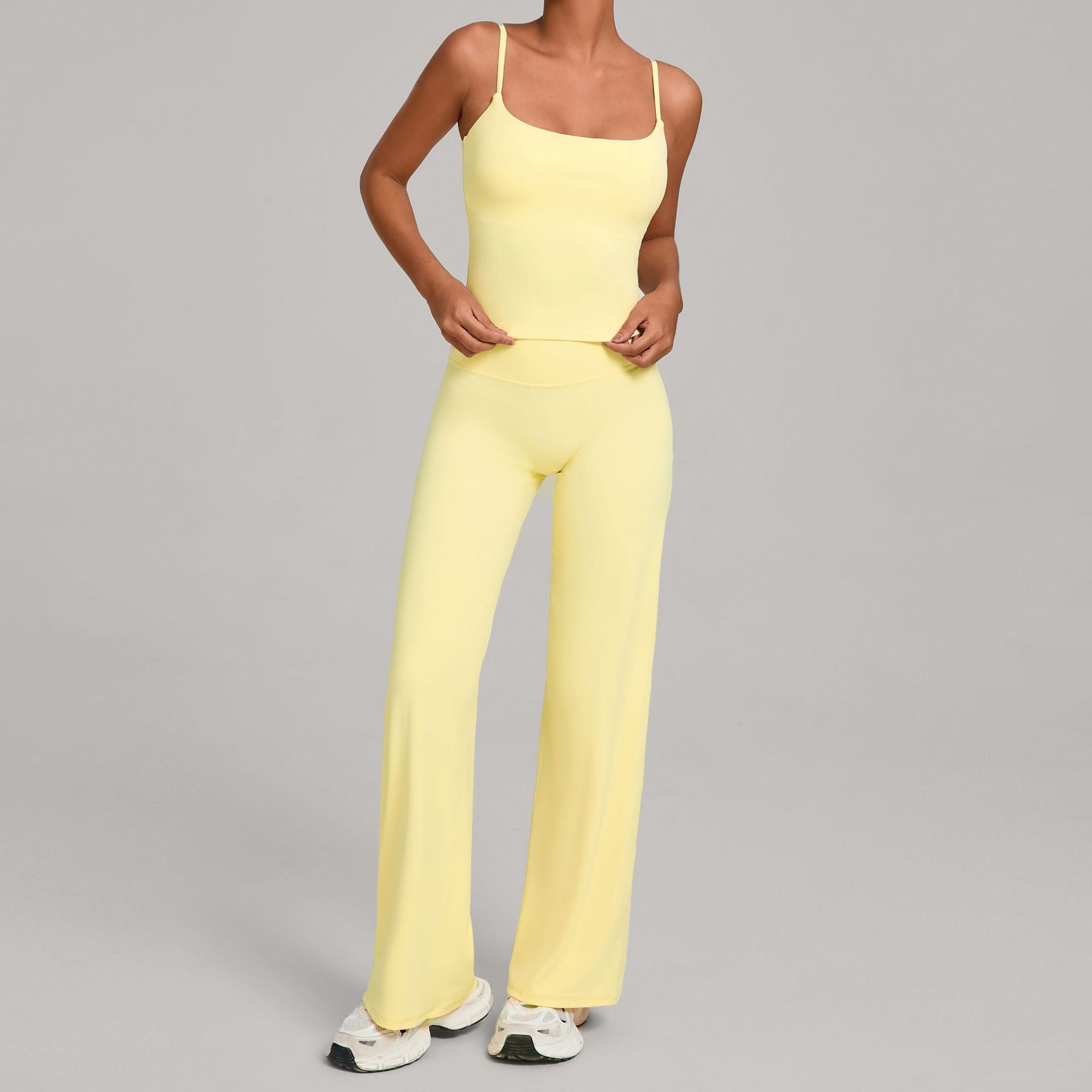 Nude Fitness Clothing Shockproof High Waist Yoga Clothing Two-Piece Set