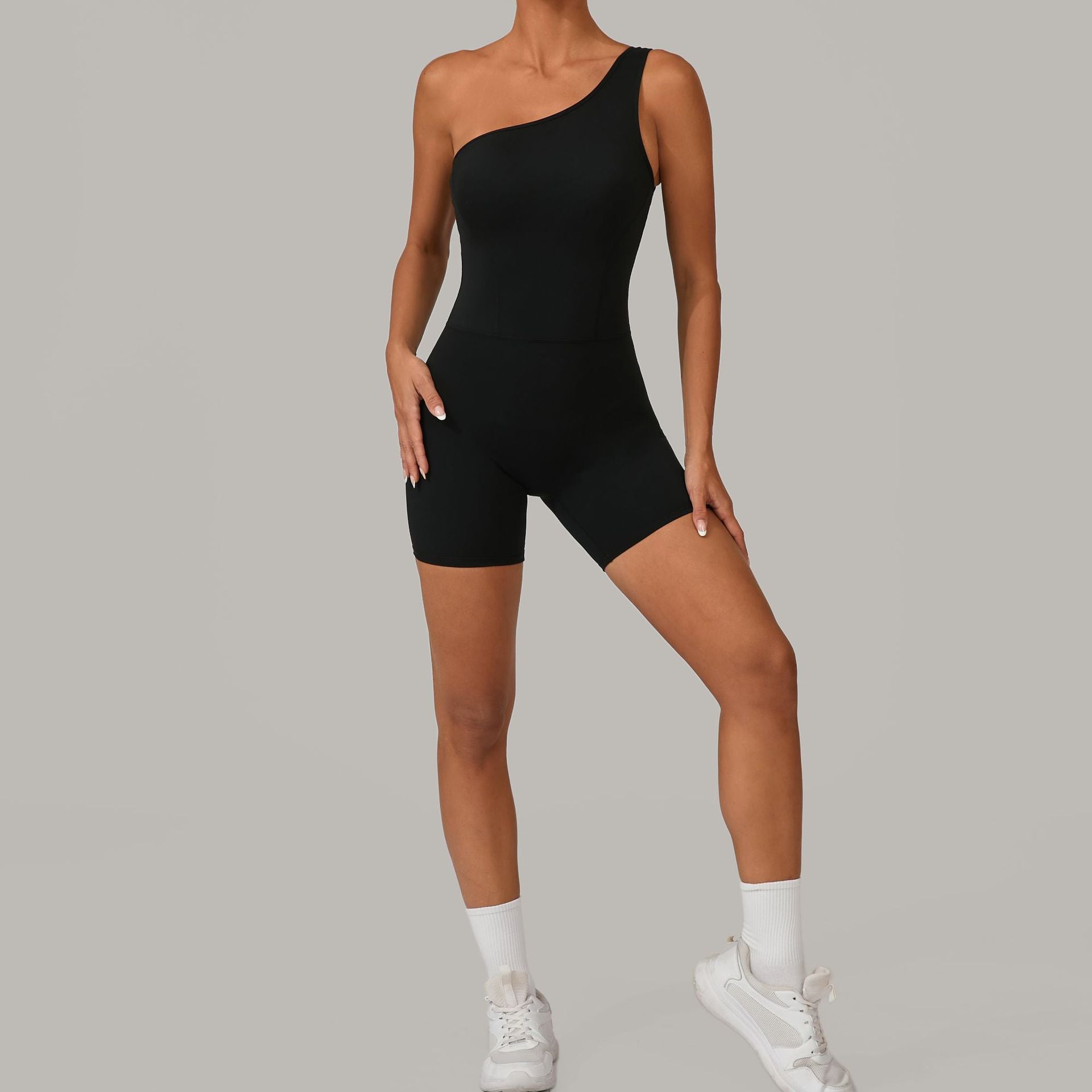 One-shoulder sports yoga jumpsuit