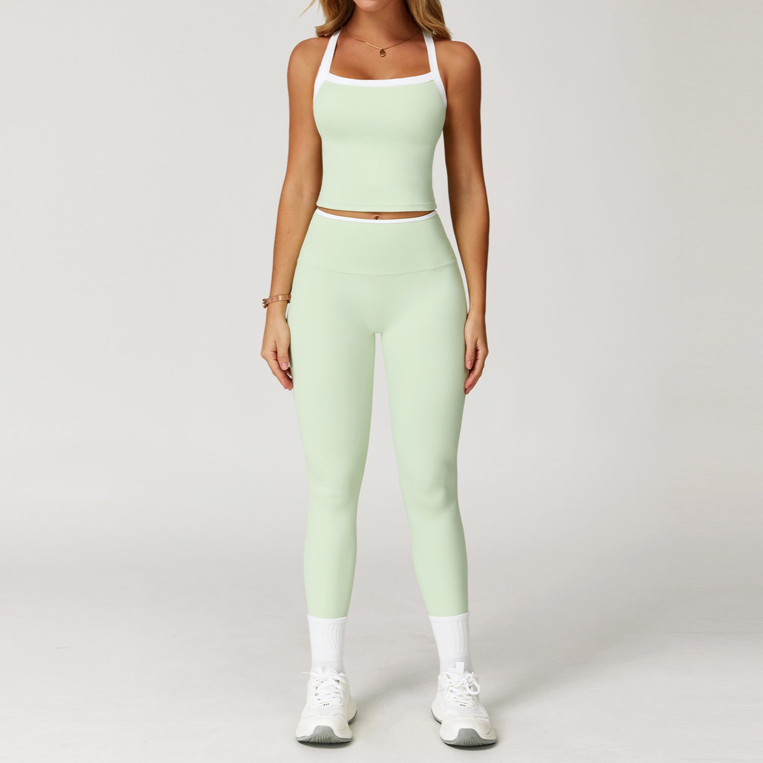 Women's Nude Yoga Suit Cross Back Tights
